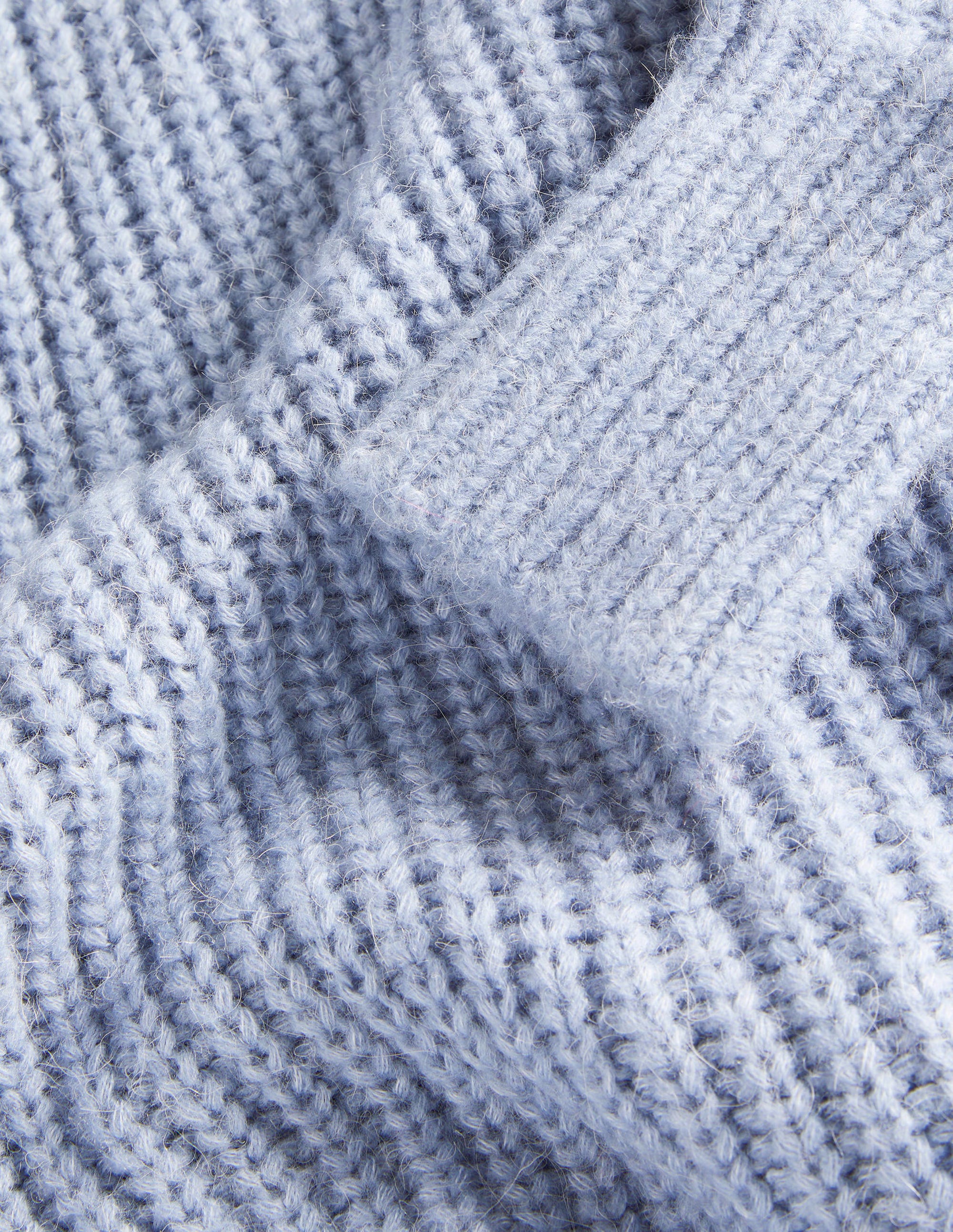 Ribbed Fluffy High Neck Jumper-Corporal Blue Melange - Image 6