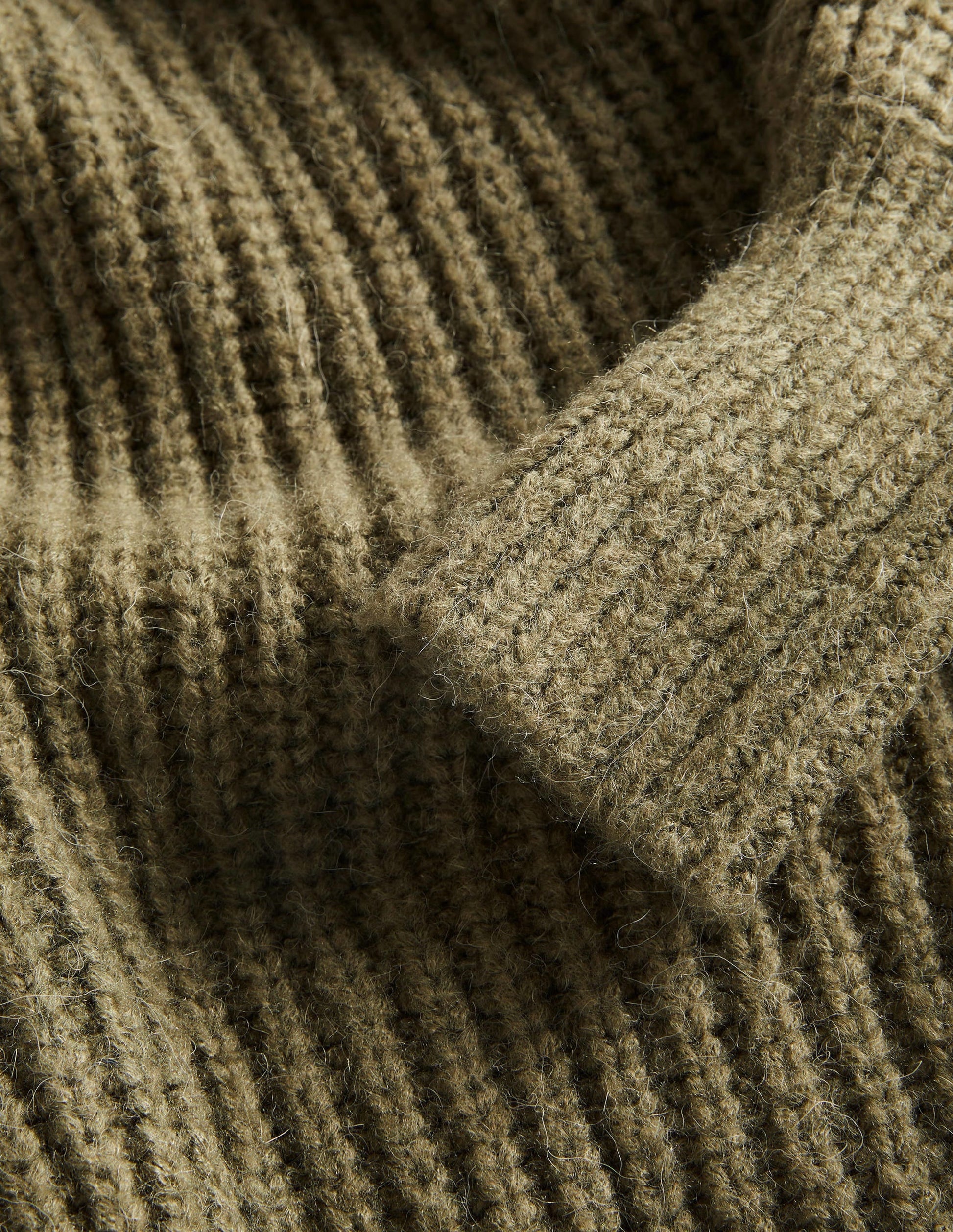 Ribbed Fluffy High Neck Jumper-Kale Green-6