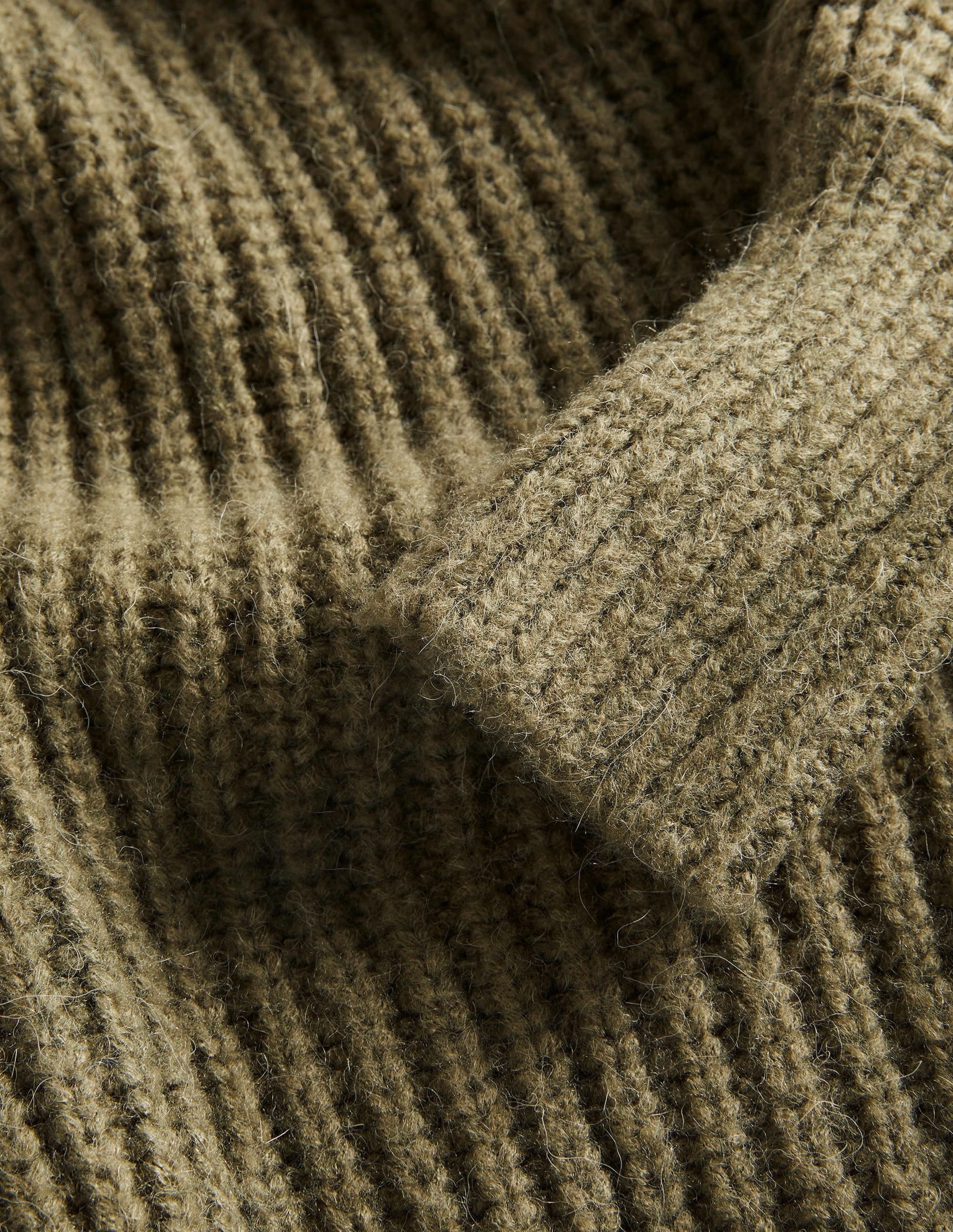 Ribbed Fluffy High Neck Jumper-Kale Green - Image 6