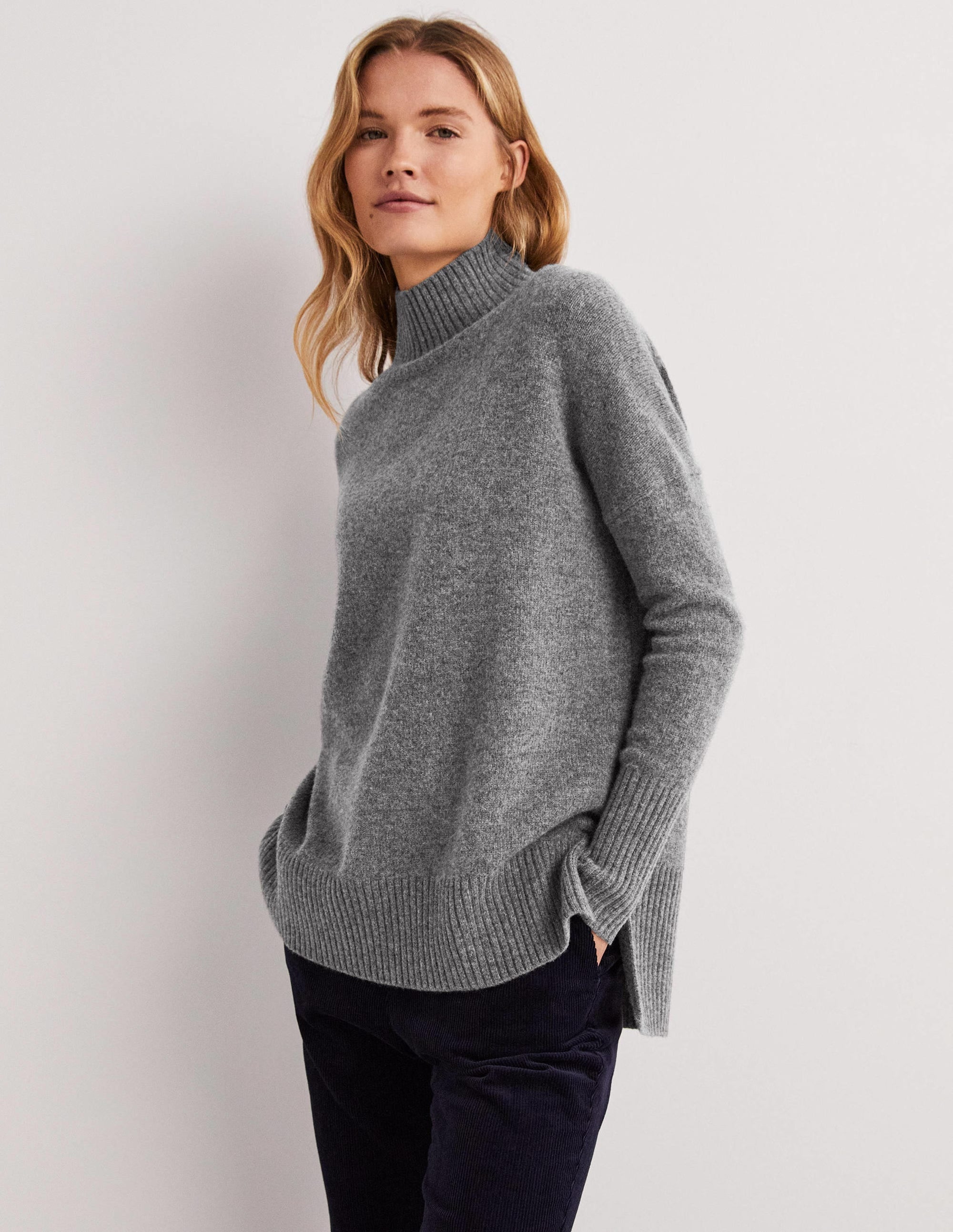 Jessica Oversized Jumper-Light Charcoal Melange - Image 1