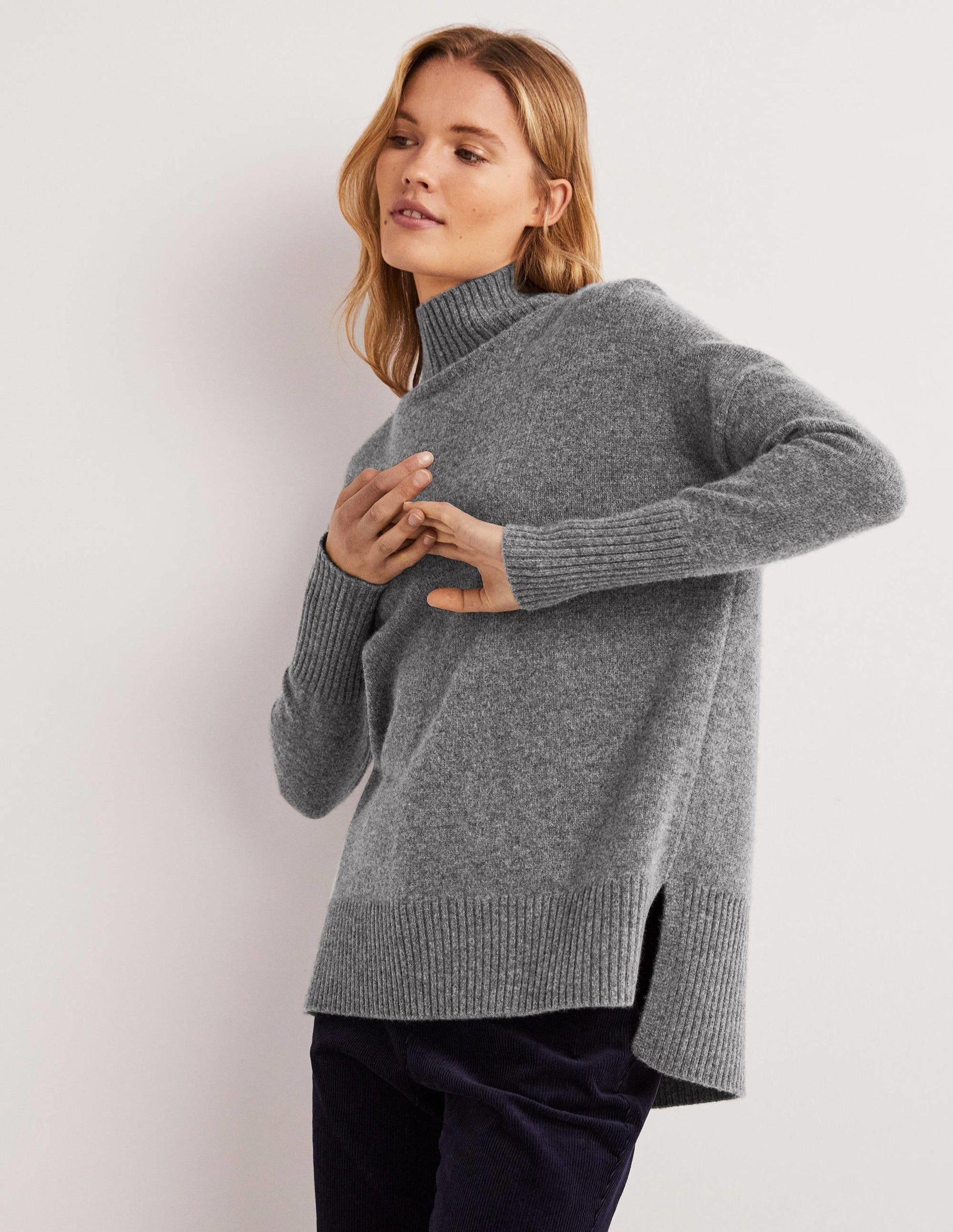 Jessica Oversized Jumper-Light Charcoal Melange-5