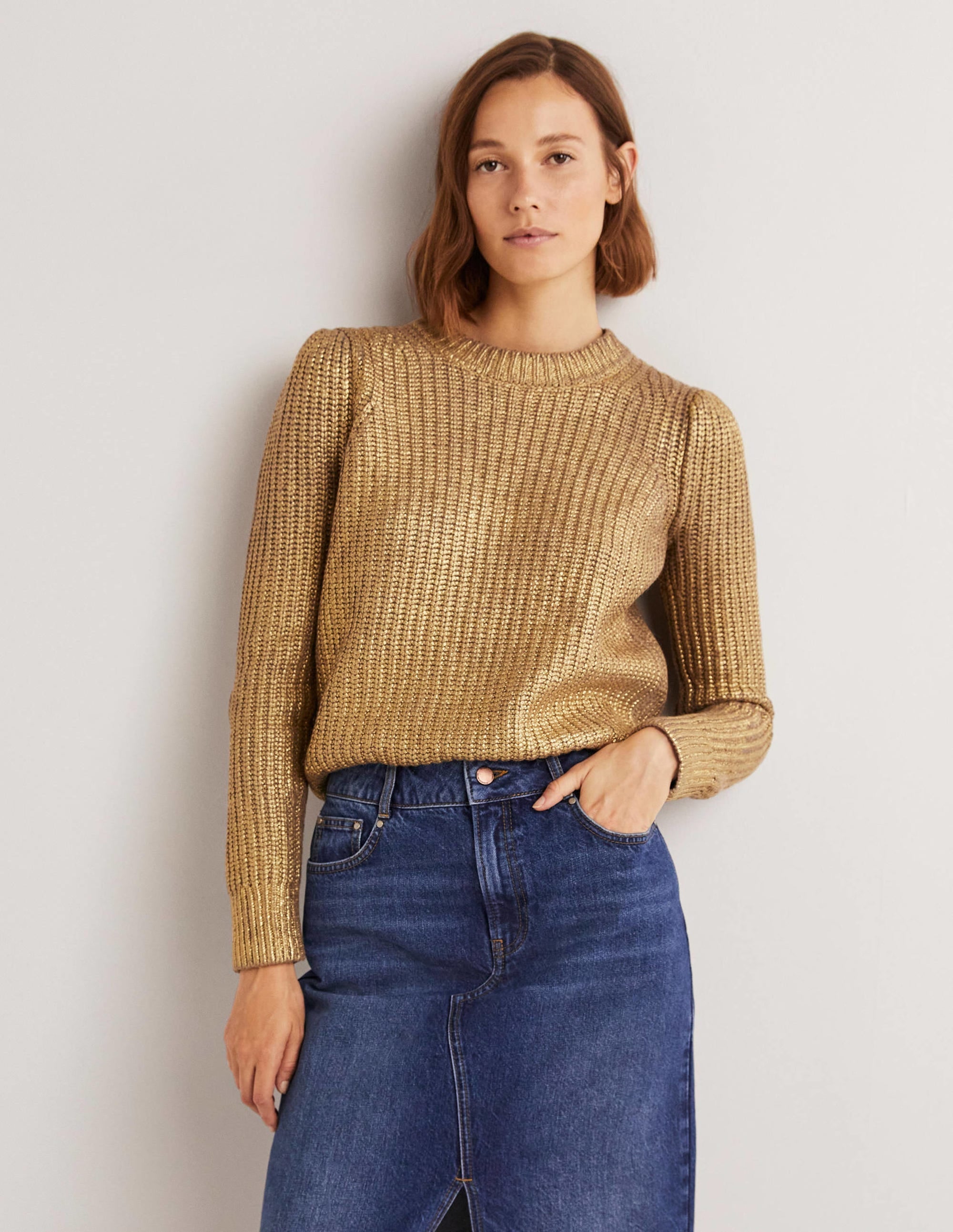 Ribbed Gold Jumper-Gold Foil - Image 1