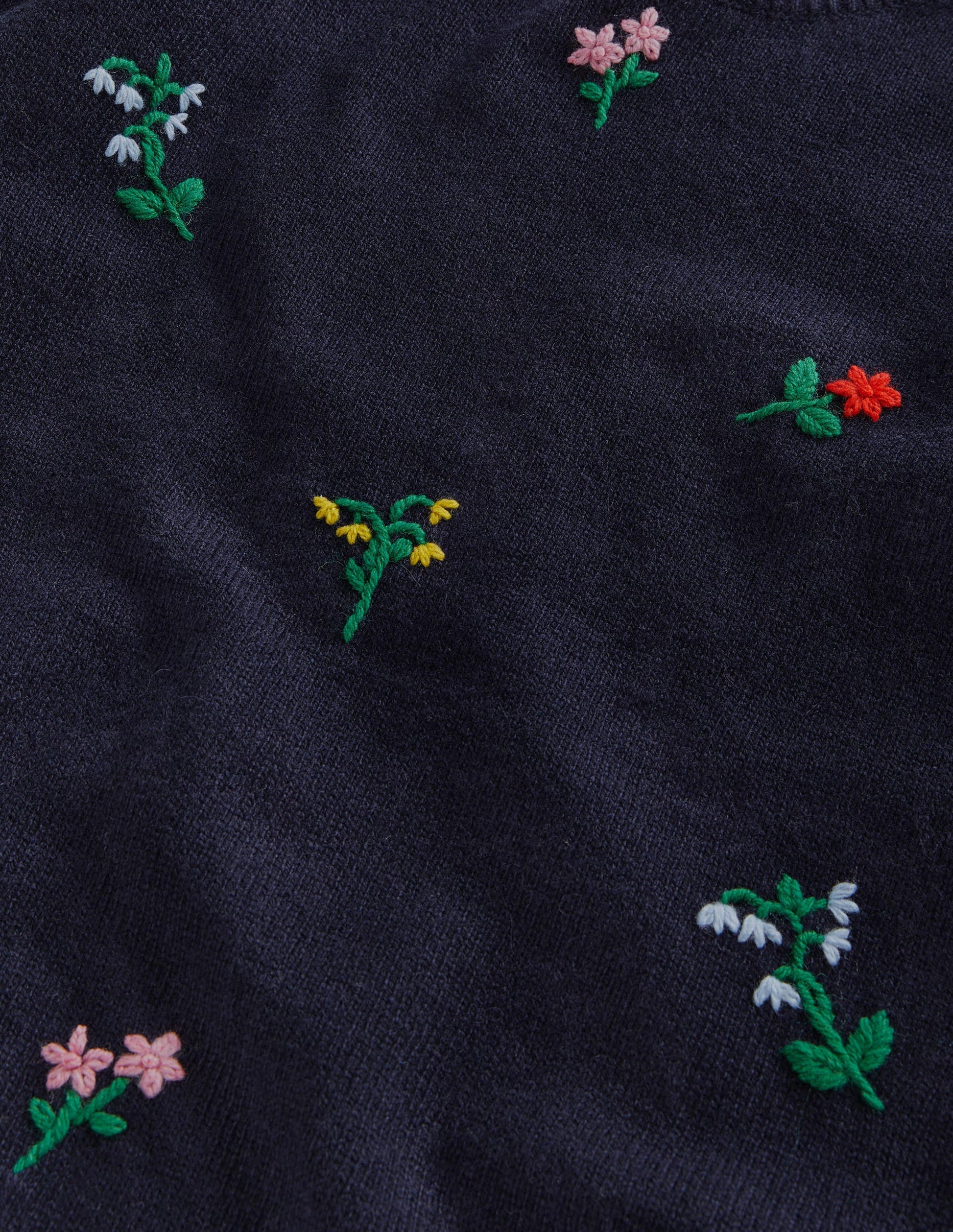 Embroidered Knitted Jumper-Navy, Flower Embroidery-6