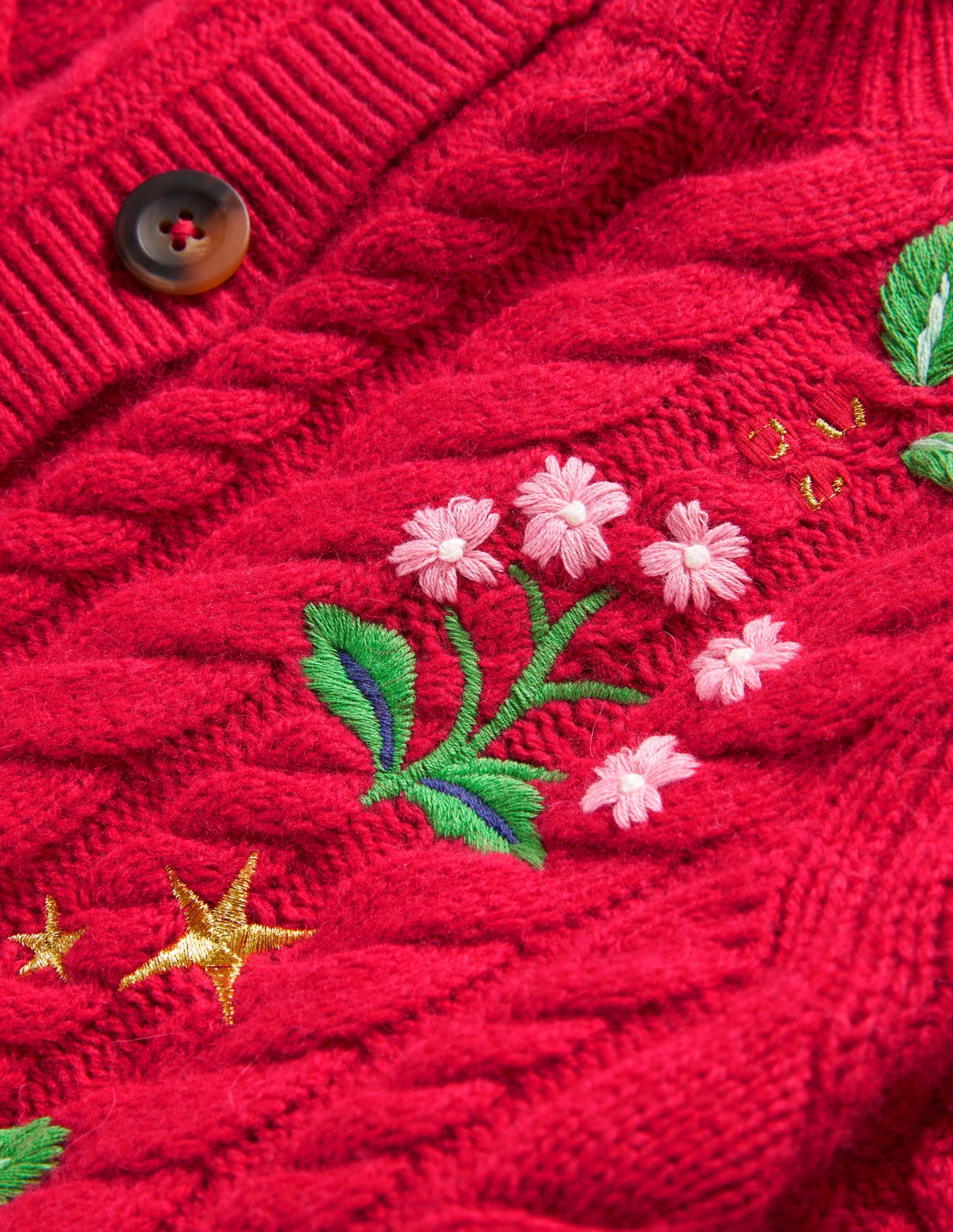 Embroidered Cropped Cardigan-Rockabilly Red Embroidery - Image 8