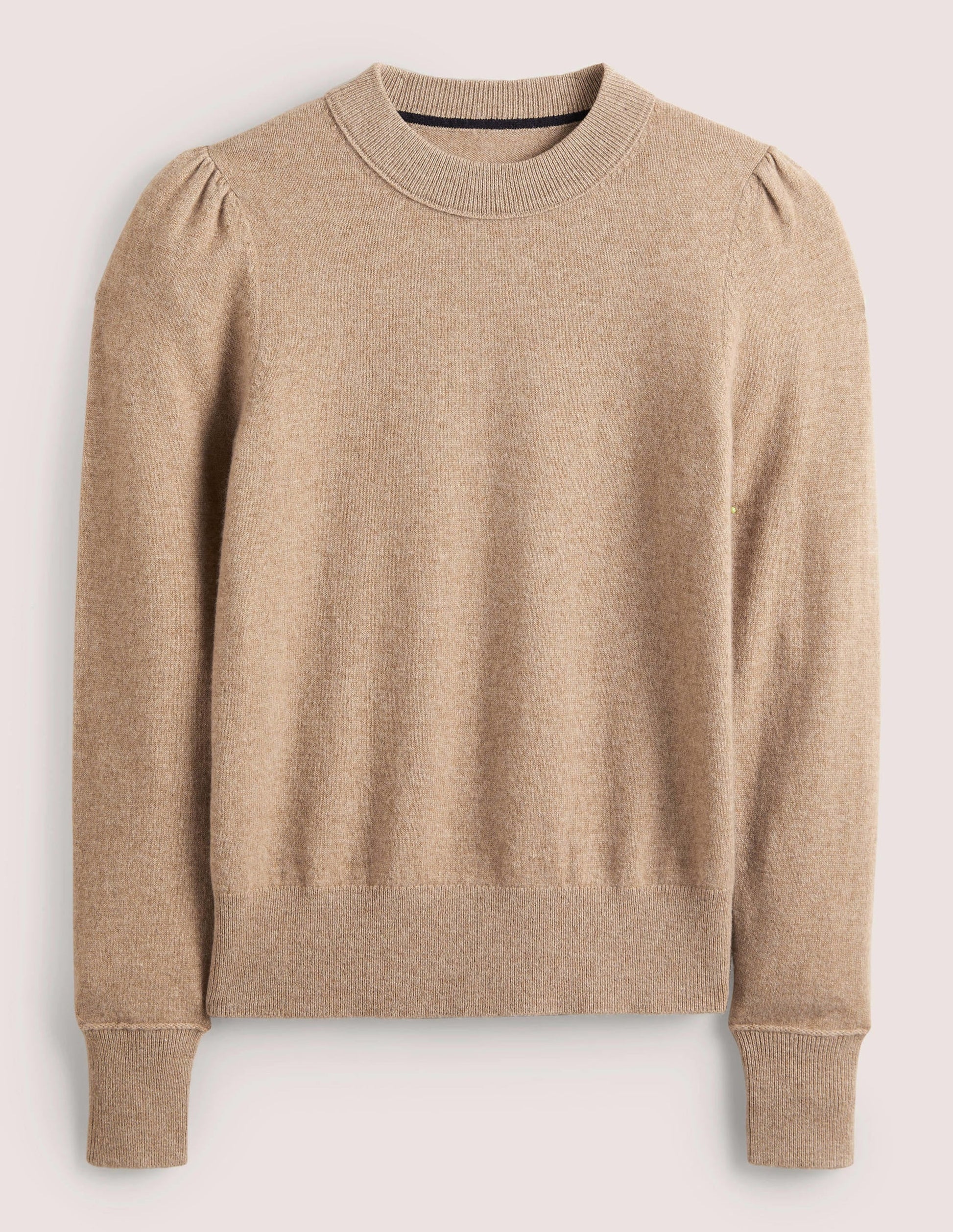 Cashmere Puff Shoulder Jumper-Camel Melange-5
