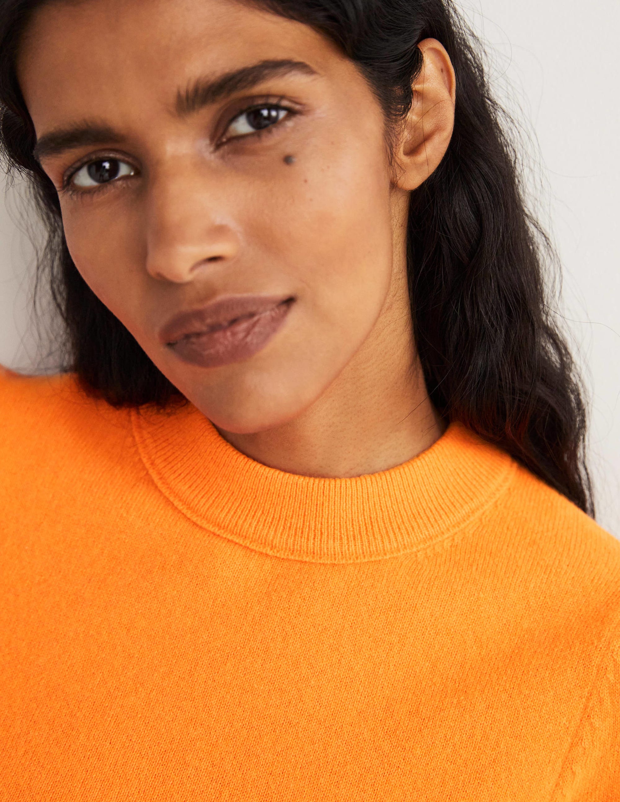 Cashmere Puff Shoulder Jumper-Neon Orange - Image 2