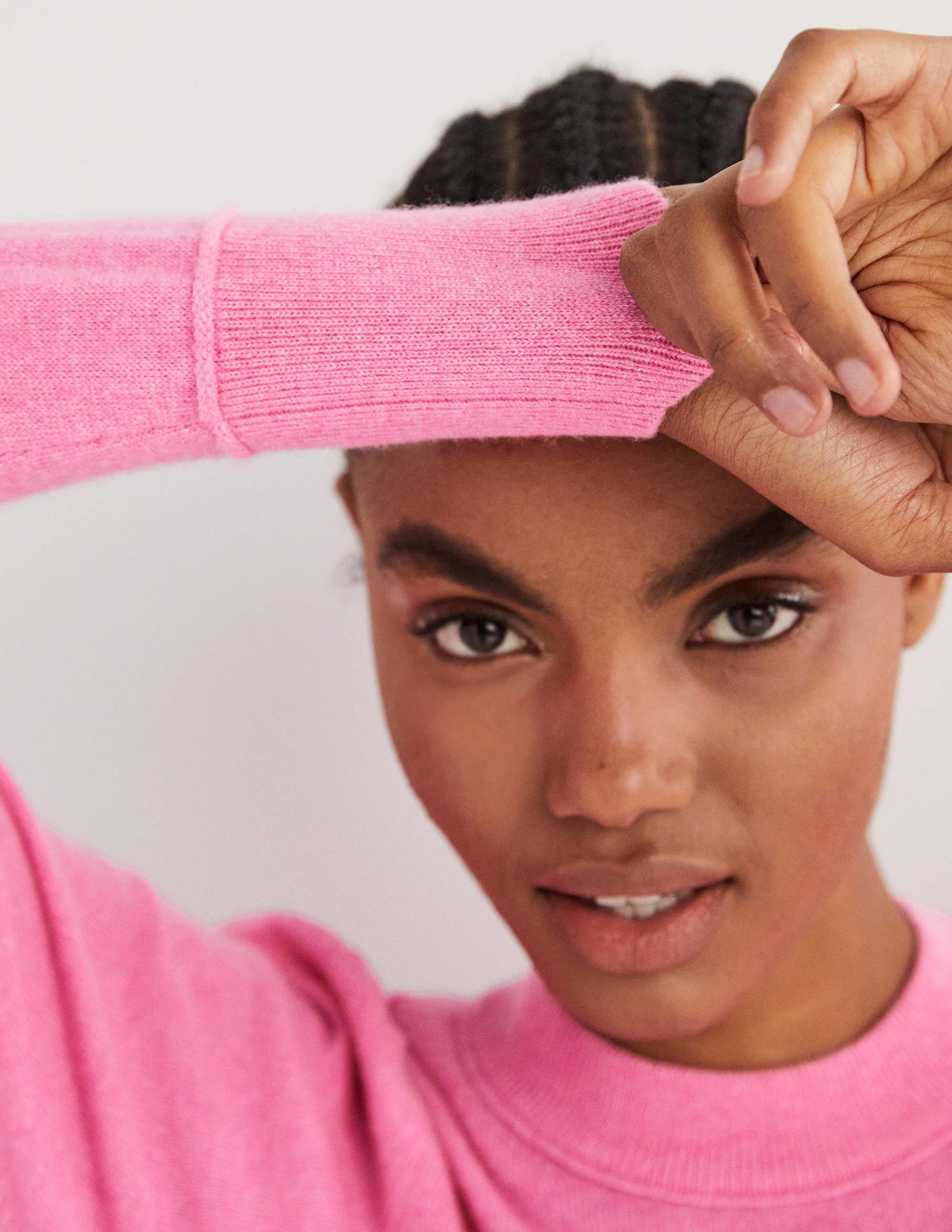Cashmere Puff Shoulder Jumper-Cherry Blossom Melange-2