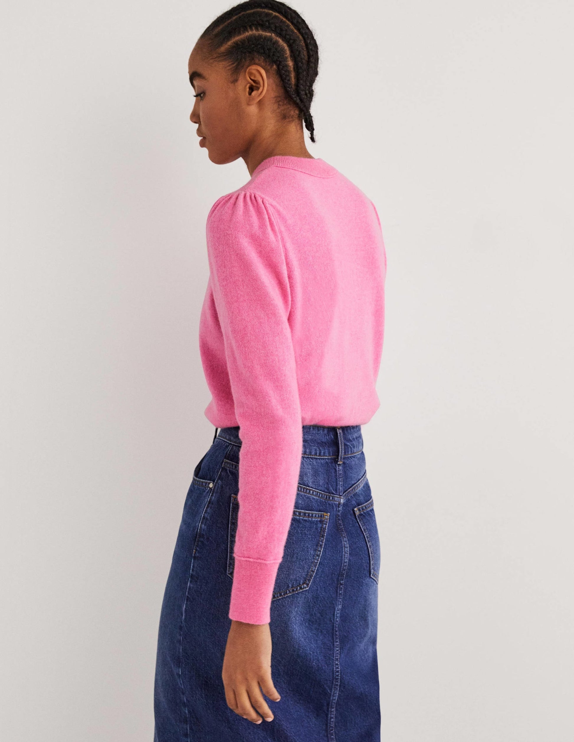 Cashmere Puff Shoulder Jumper-Cherry Blossom Melange-3
