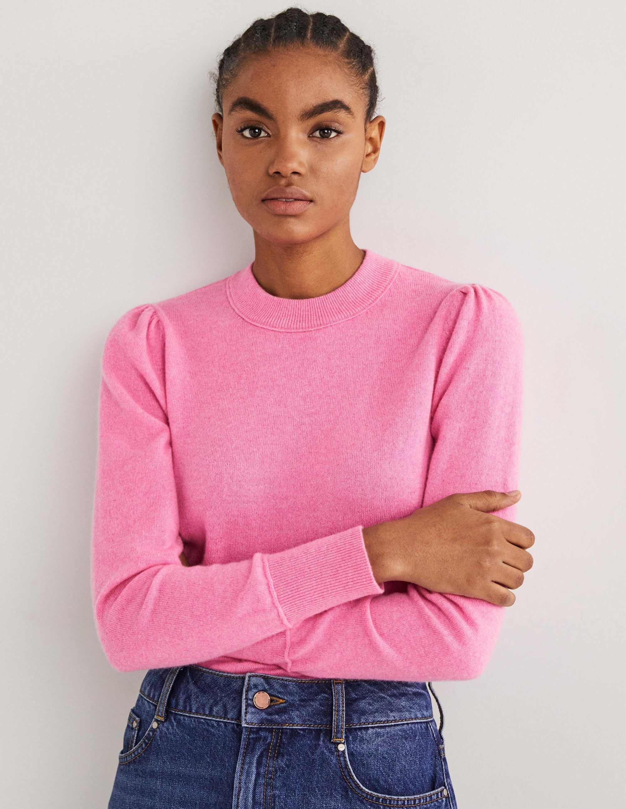 Cashmere Puff Shoulder Jumper-Cherry Blossom Melange - Image 4