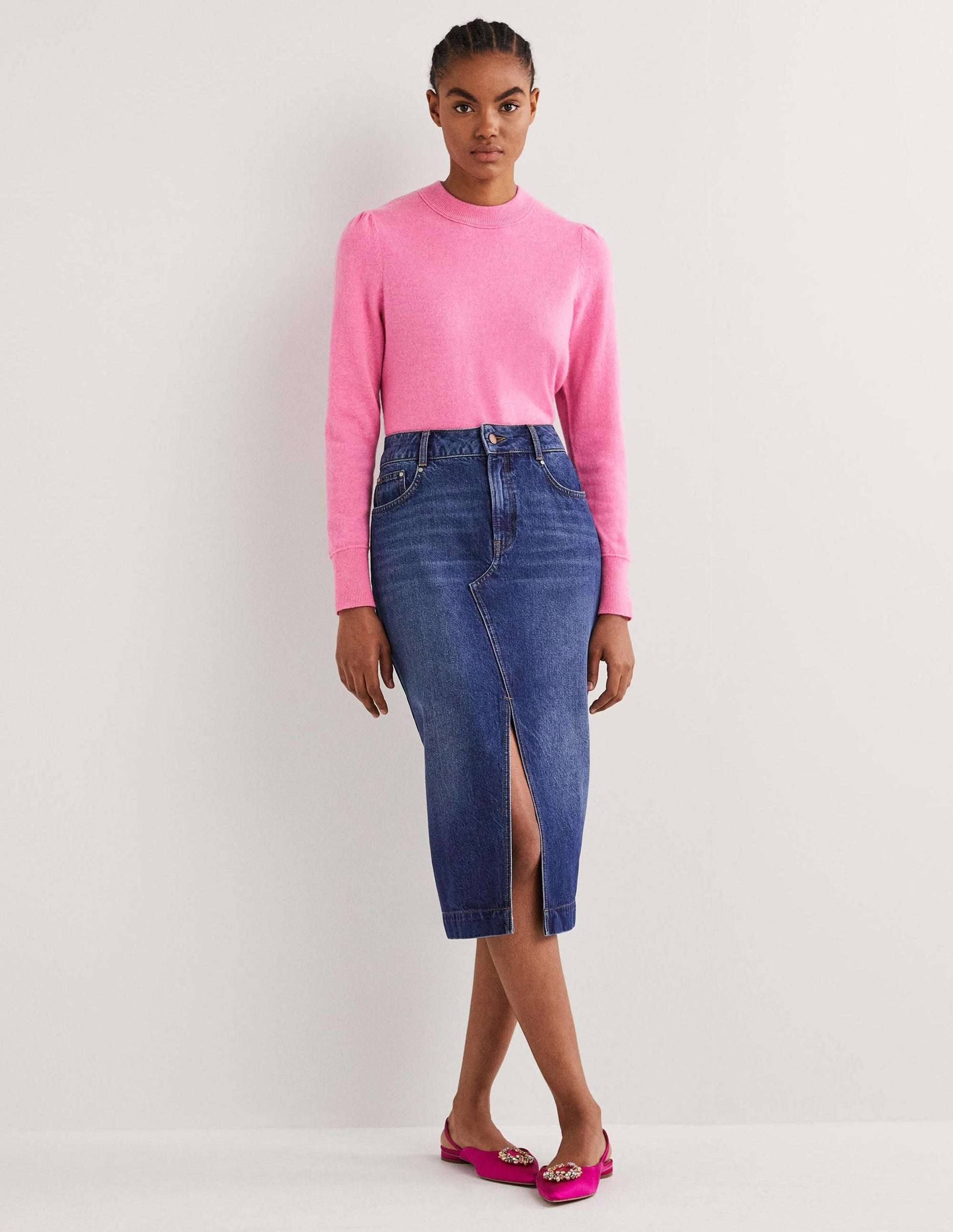 Cashmere Puff Shoulder Jumper-Cherry Blossom Melange-5