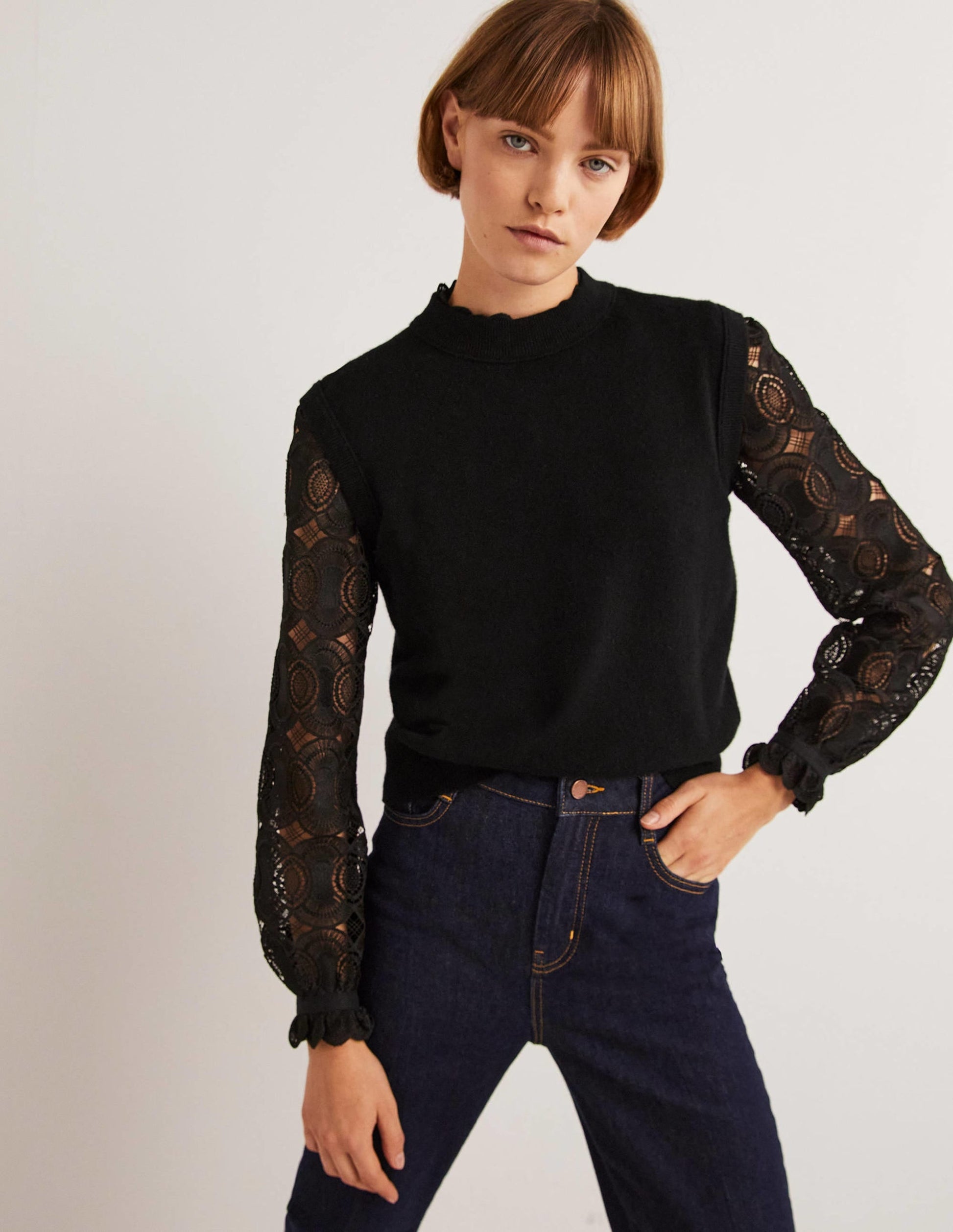 Cashmere Crew Neck Tank-Black-1