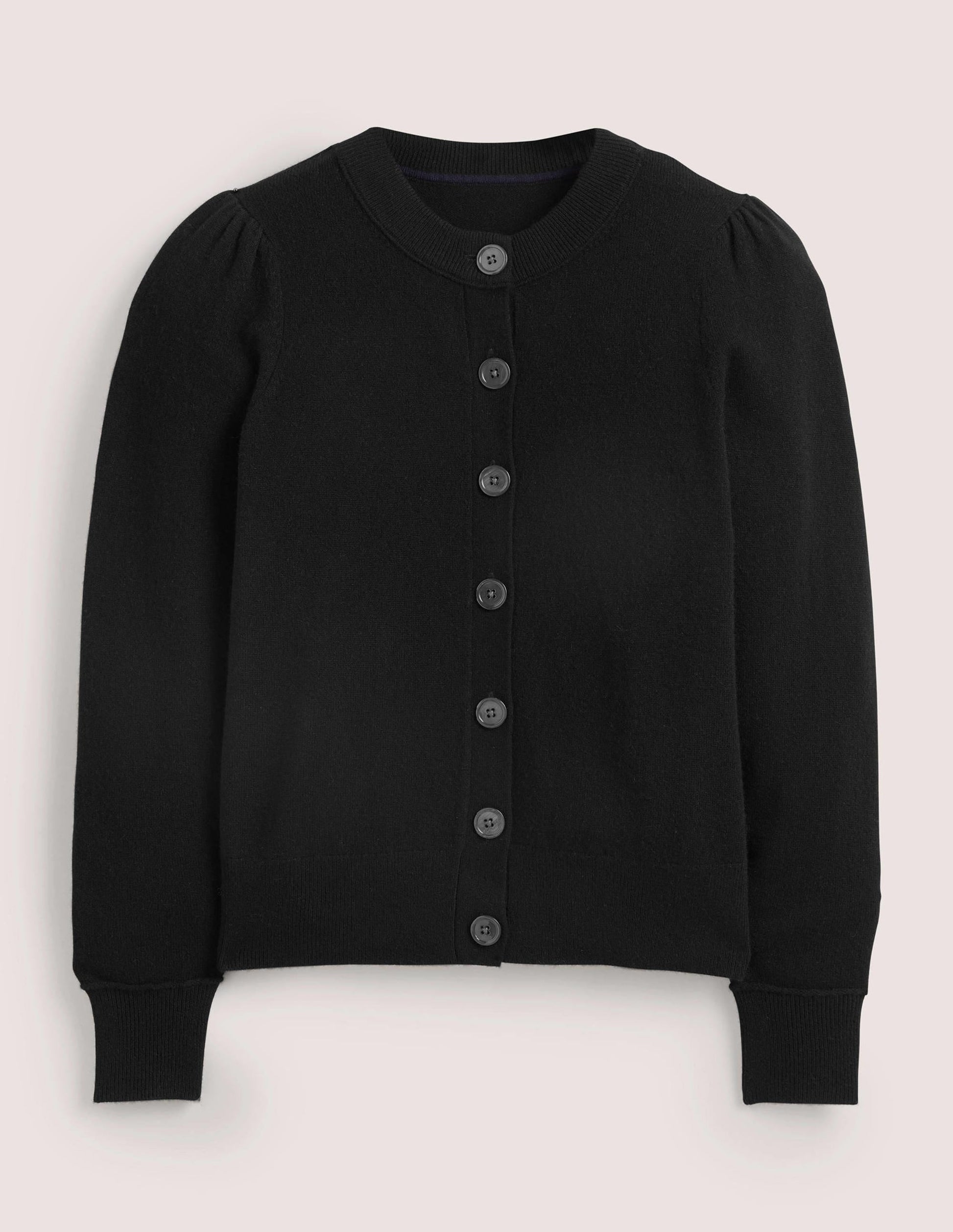 Cashmere Crew Neck Cardigan-Black-5