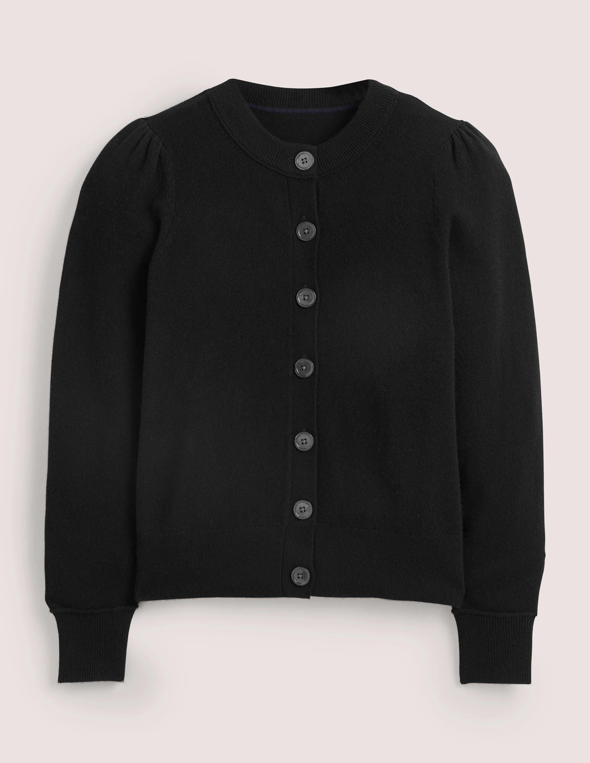 Cashmere Crew Neck Cardigan-Black - Image 5