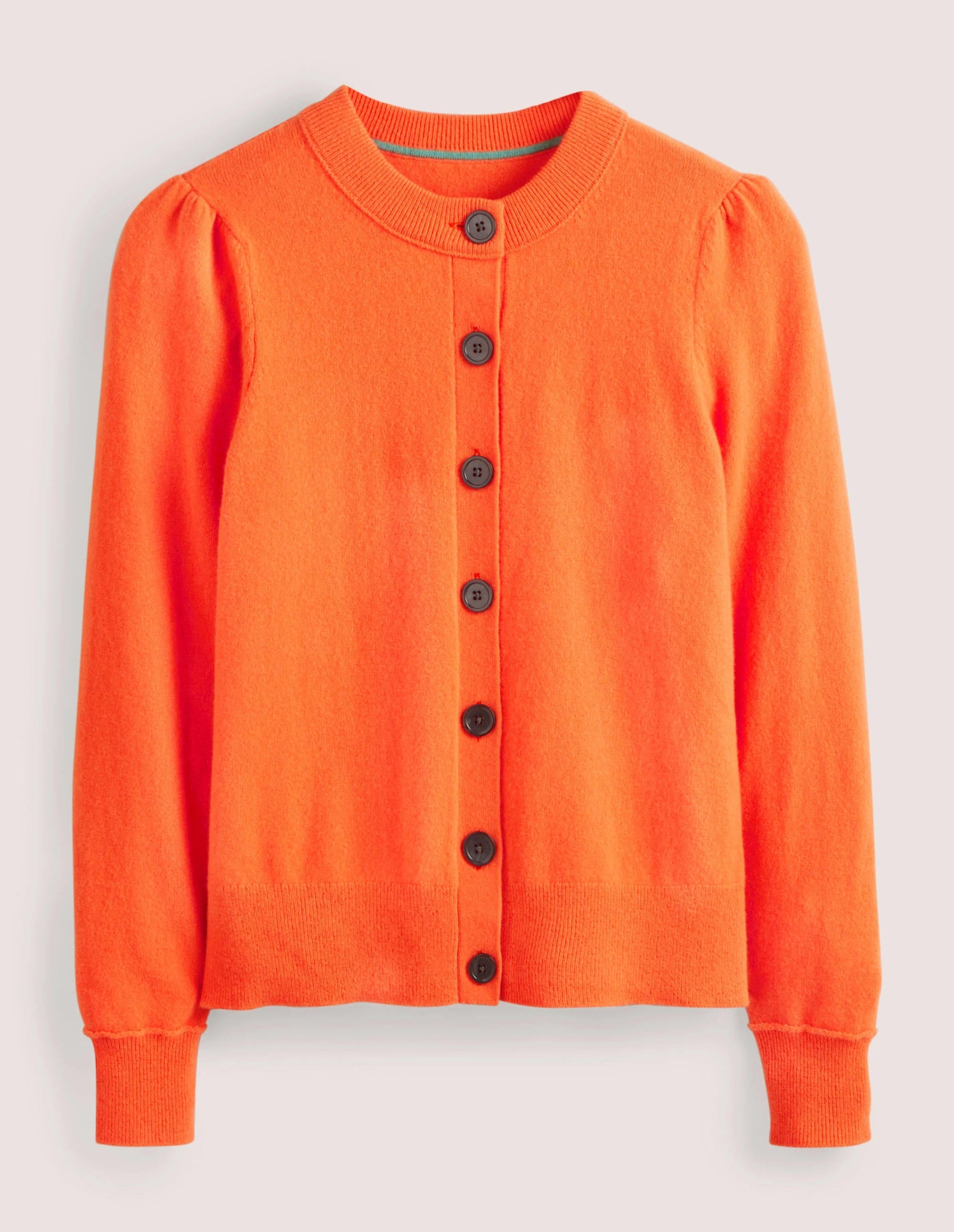 Cashmere Crew Neck Cardigan-Neon Orange-5