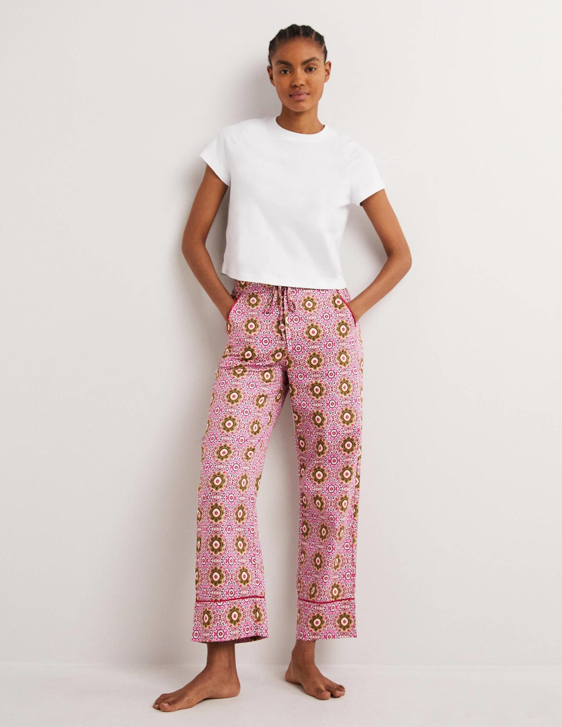 Easy Cotton Sleep Bottoms-Milkshake, Paradise Garden-1