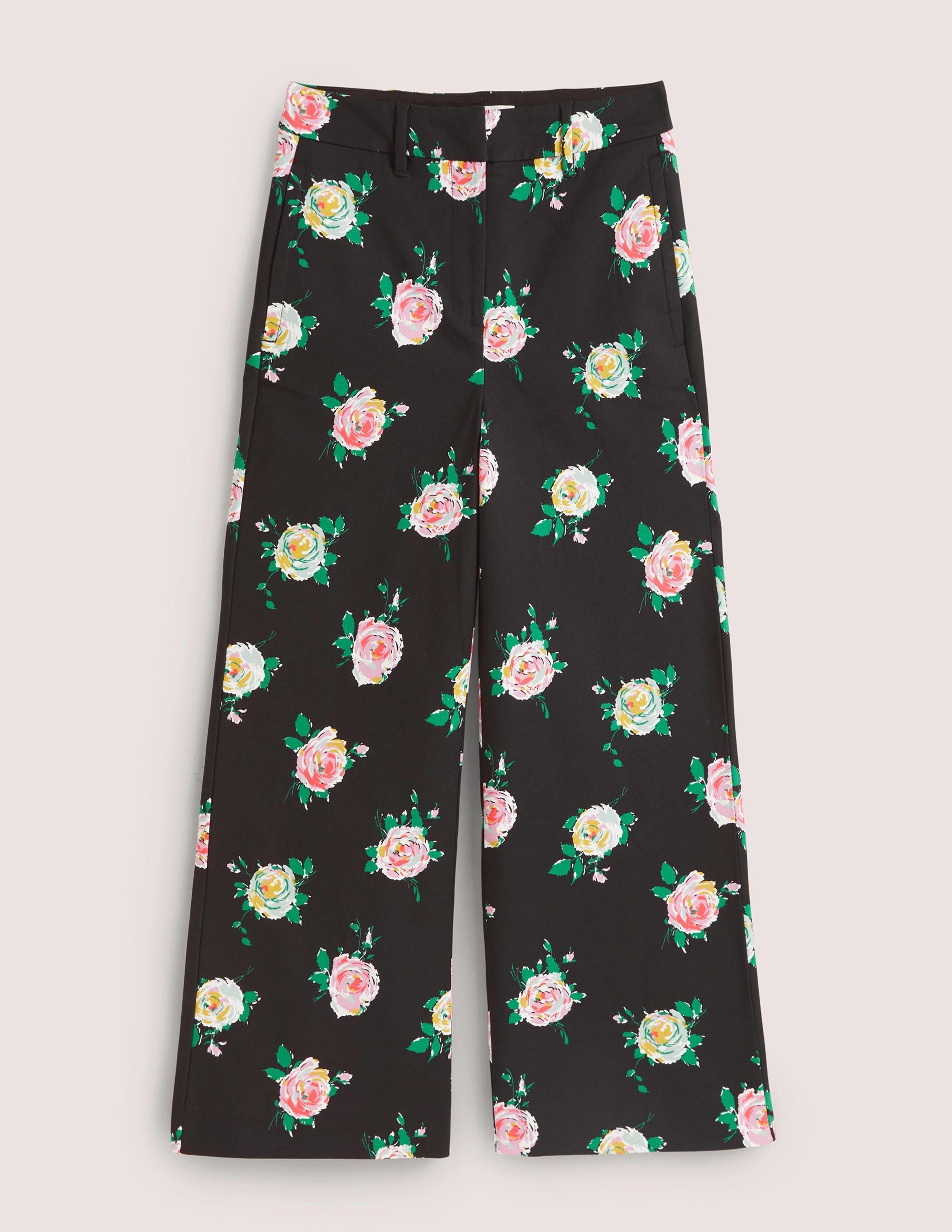 High Waisted Richmond Trousers-Black, Painterly Rose - Image 6