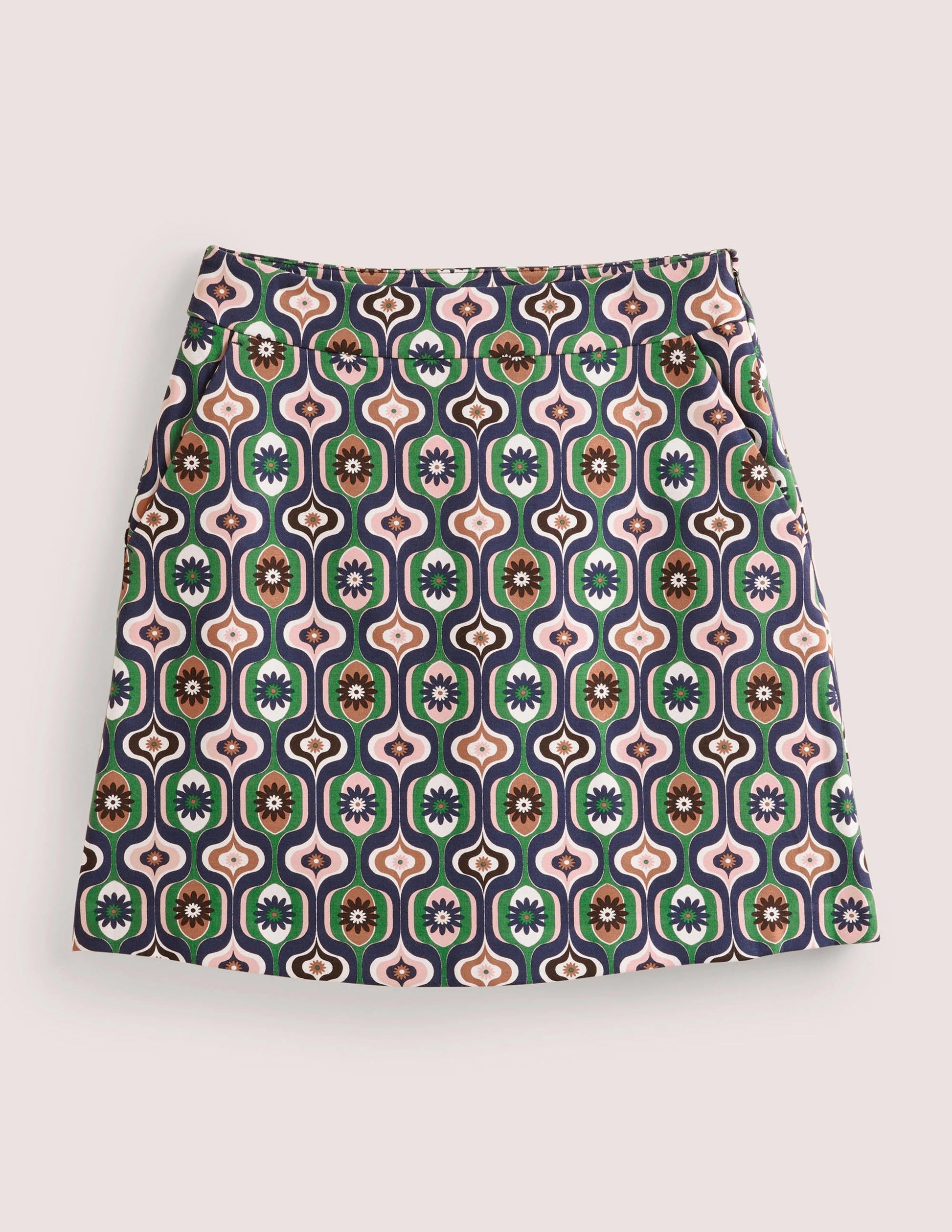 Ponte A-line Mini Skirt-Multi, Geo Swirl-7