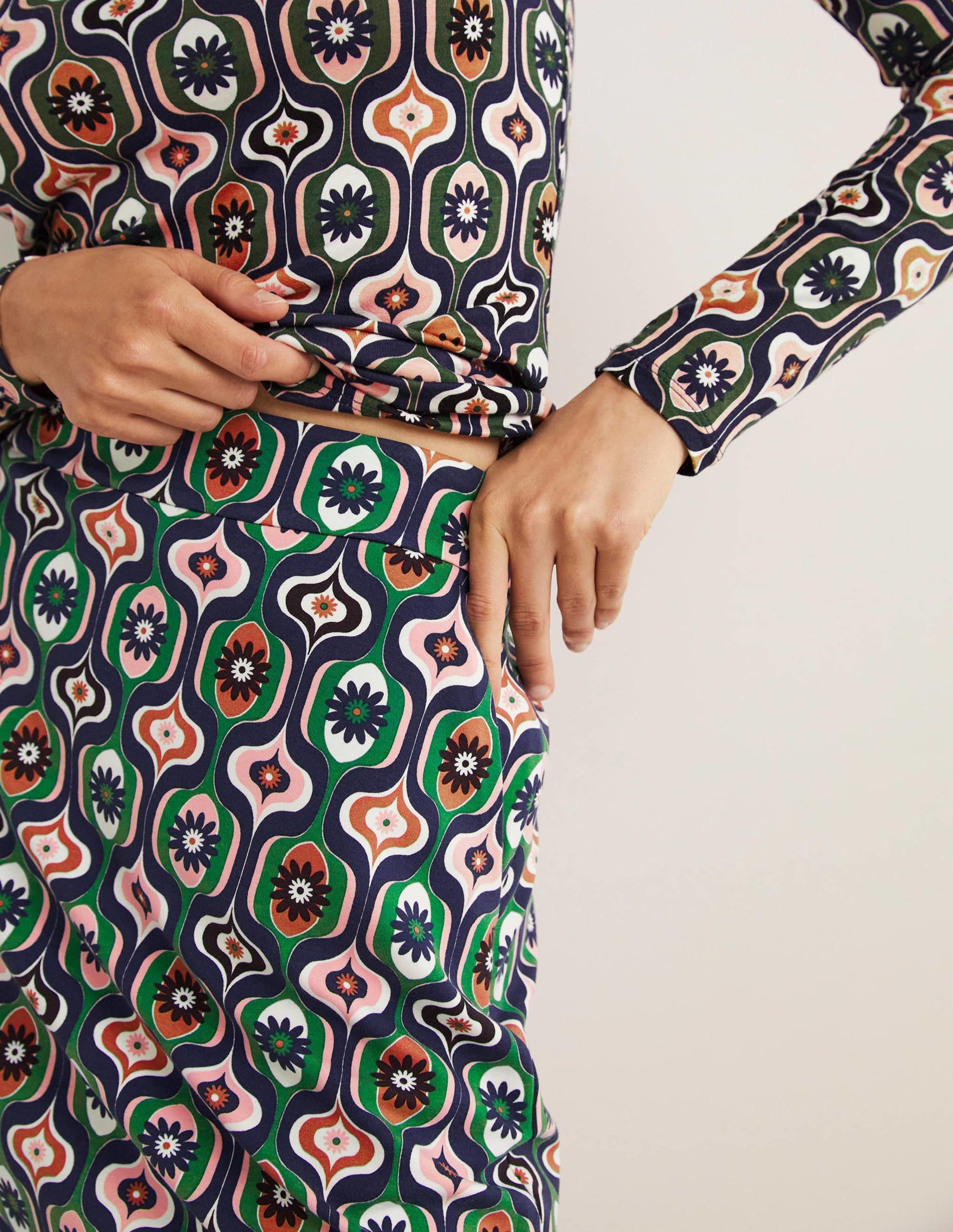 Ponte A-line Mini Skirt-Multi, Geo Swirl - Image 2