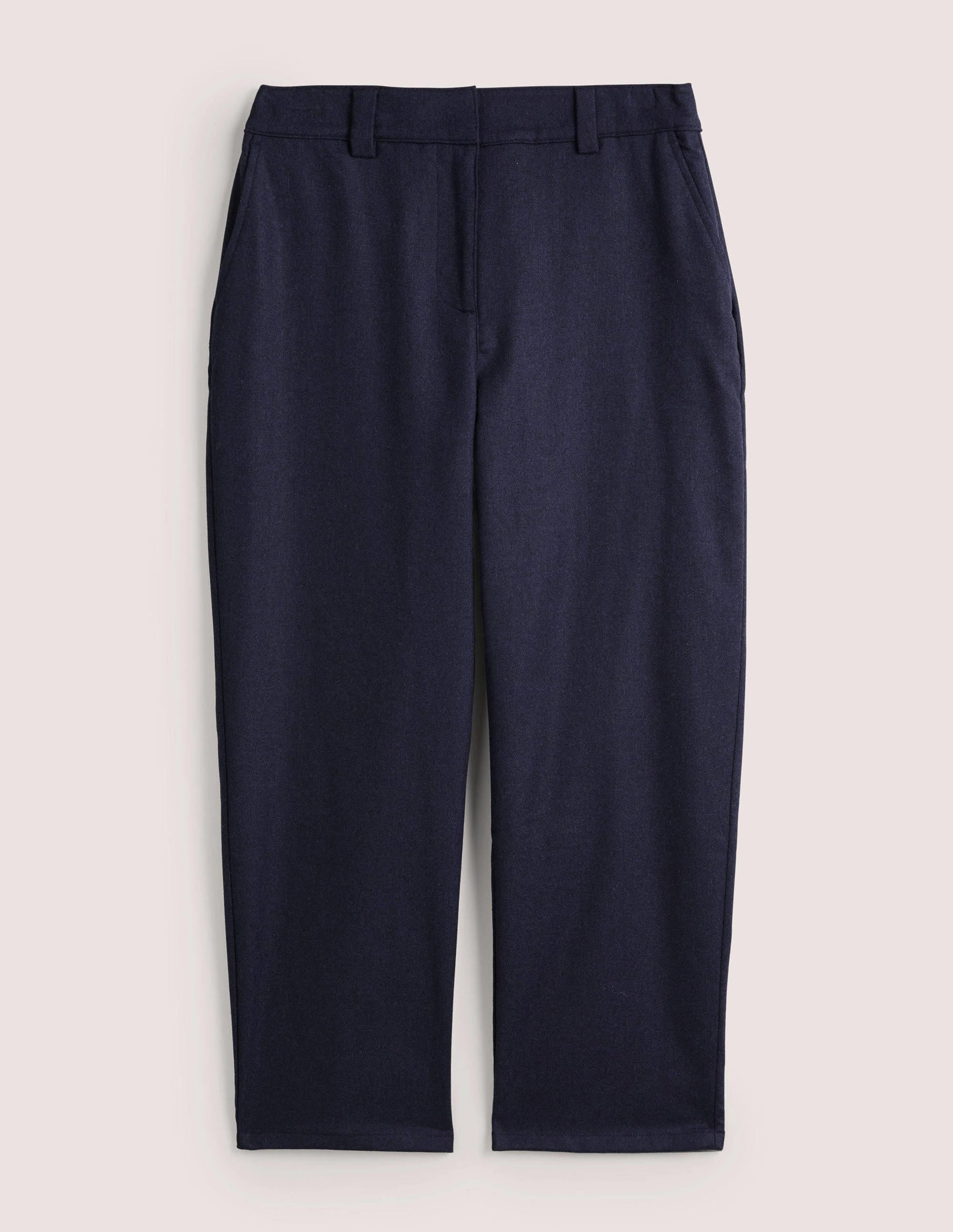Barrel Leg Flannel Trousers-Navy-5