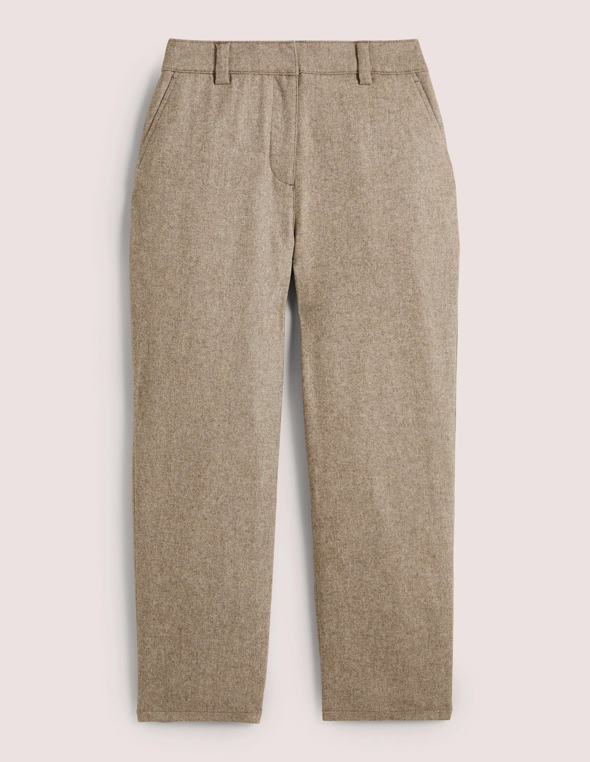 Barrel Leg Flannel Trousers-Light Oatmeal Marl-7