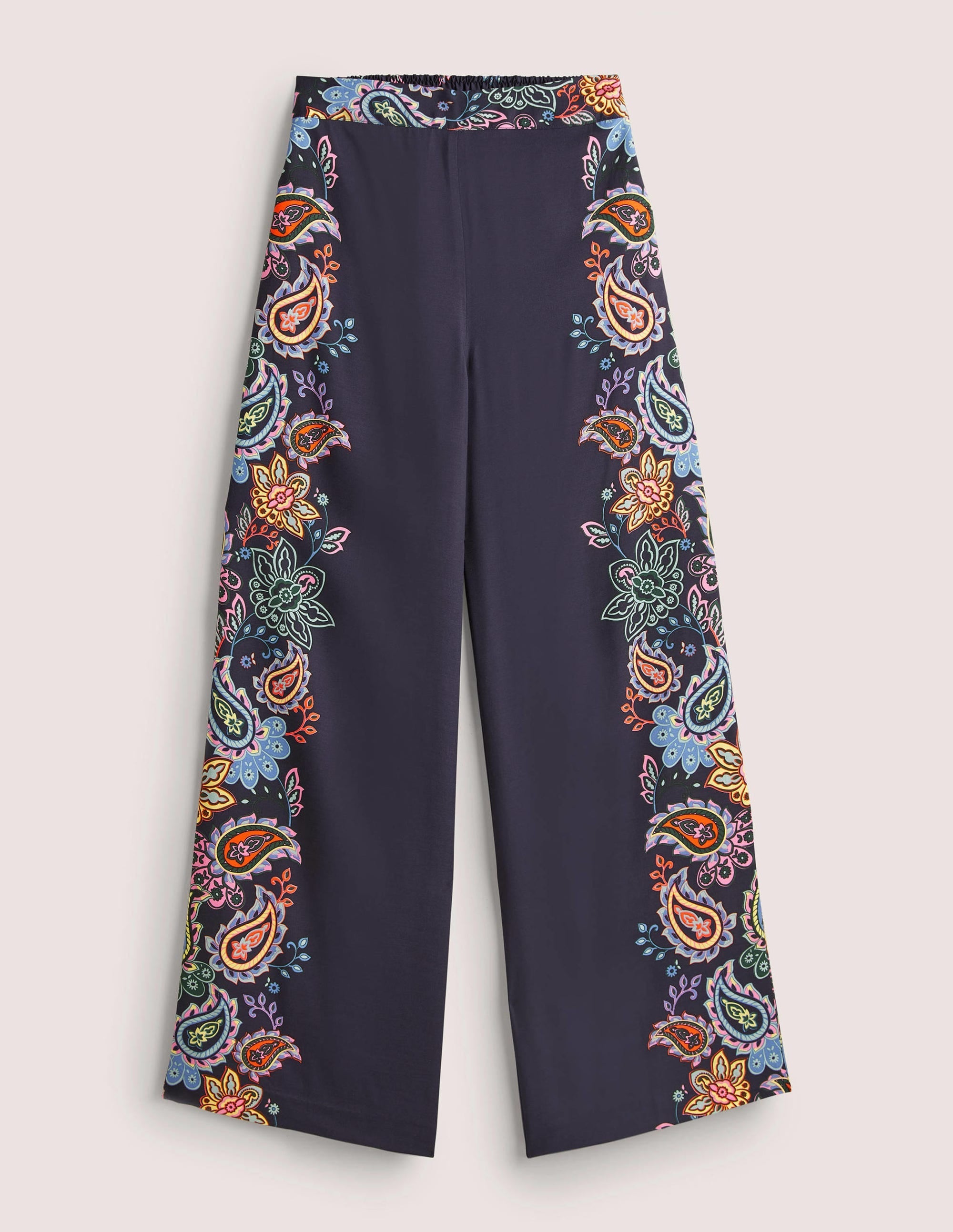 Pull On Fluid Trousers-French Navy, Paisley Charm - Image 5