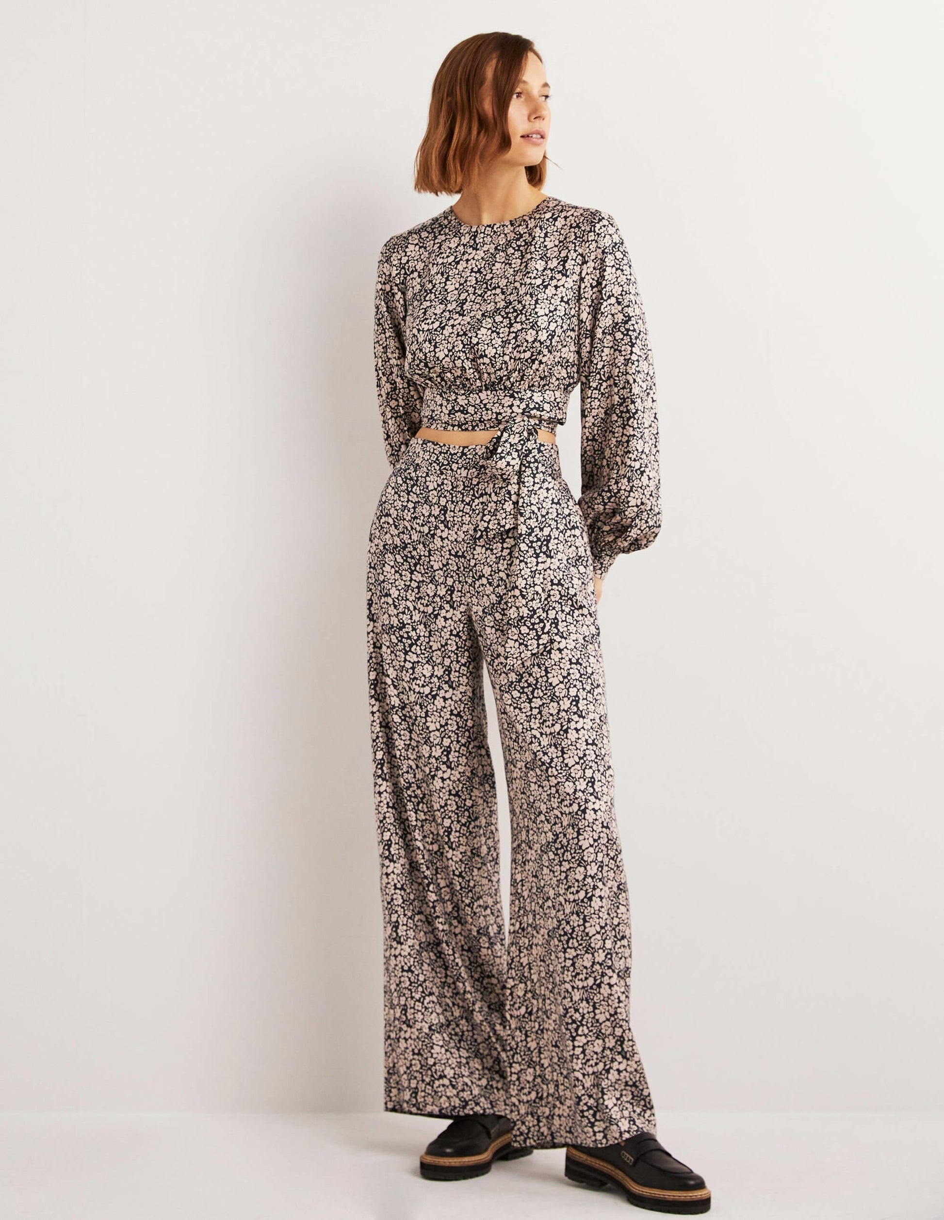 Pull On Fluid Trousers-Rope, Petal Bloom-1