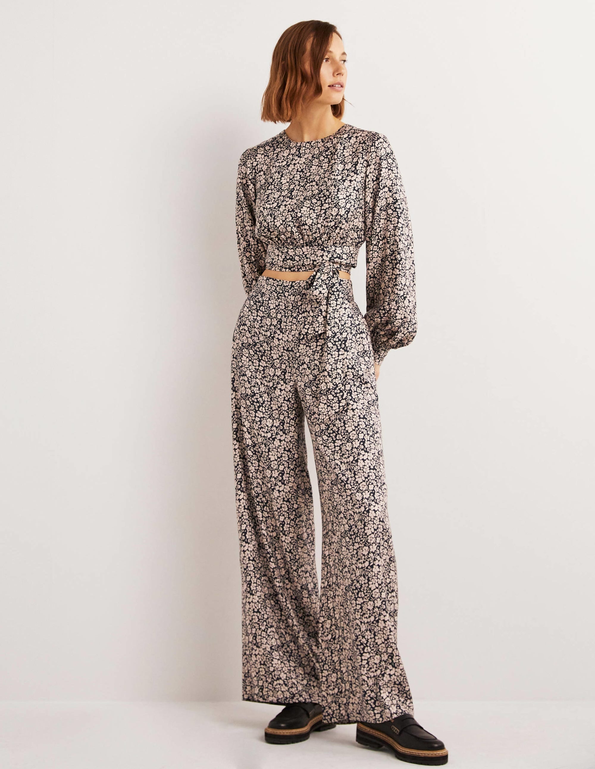 Pull On Fluid Trousers-Rope, Petal Bloom - Image 1