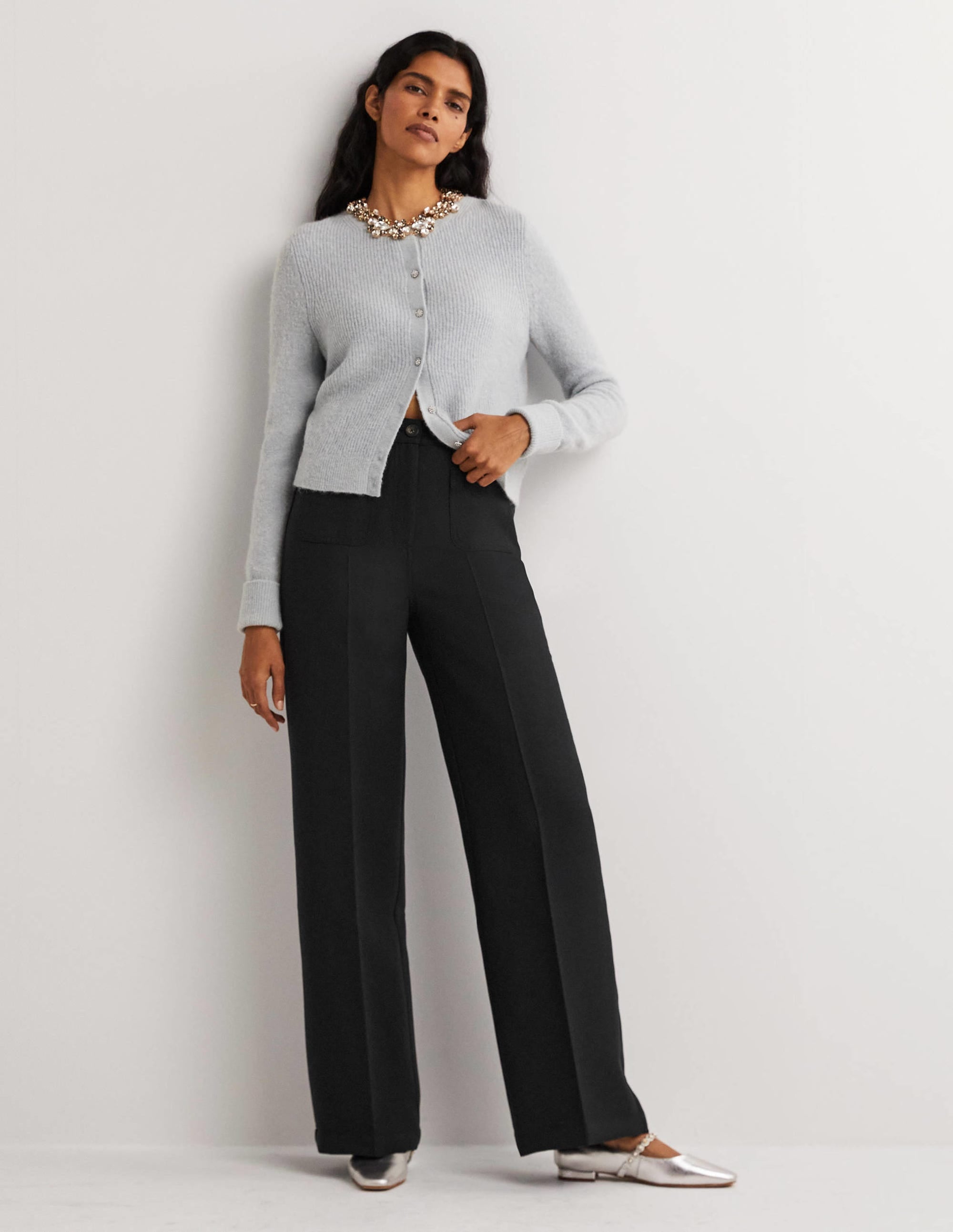 High Rise Wide Leg Trousers-Black - Image 1
