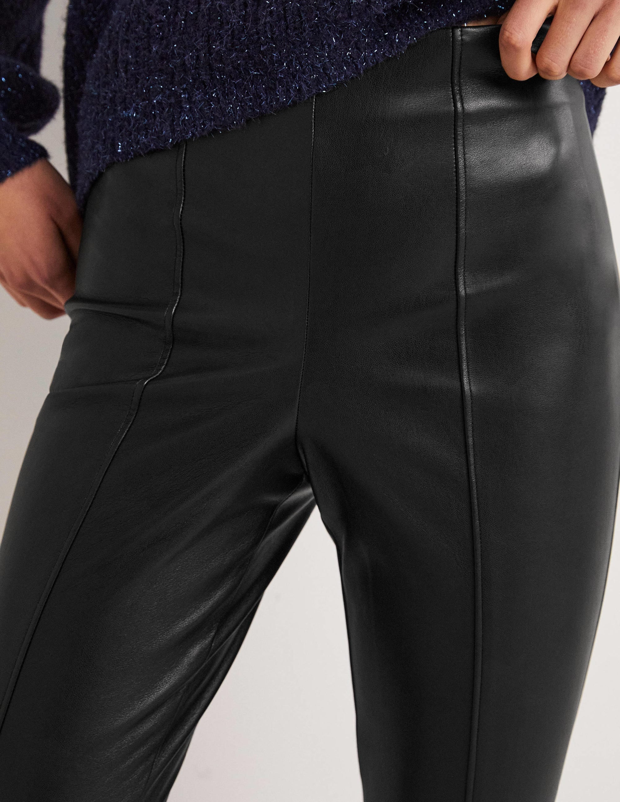 Faux Leather Leggings-Black Faux Leather - Image 2