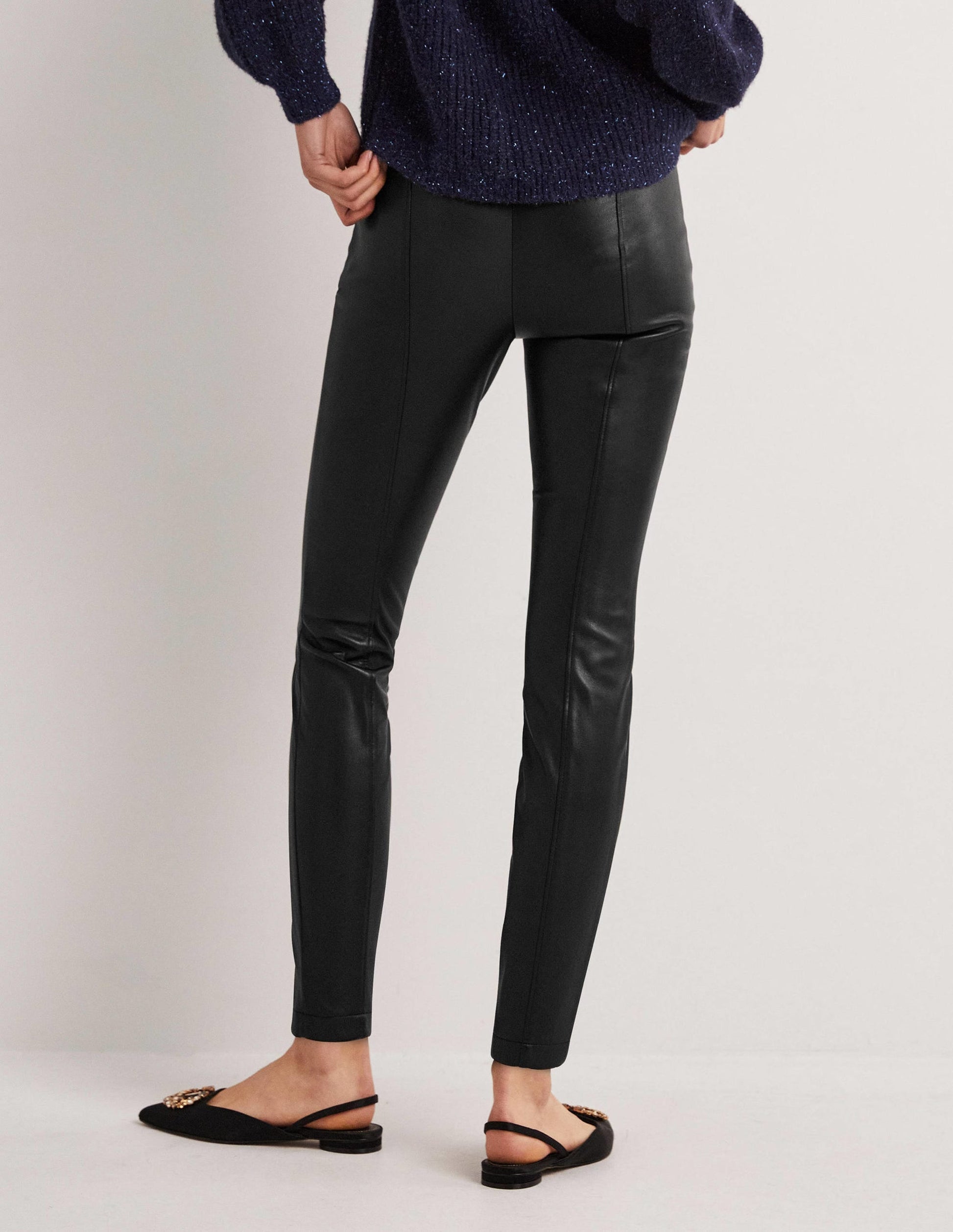 Faux Leather Leggings-Black Faux Leather-3