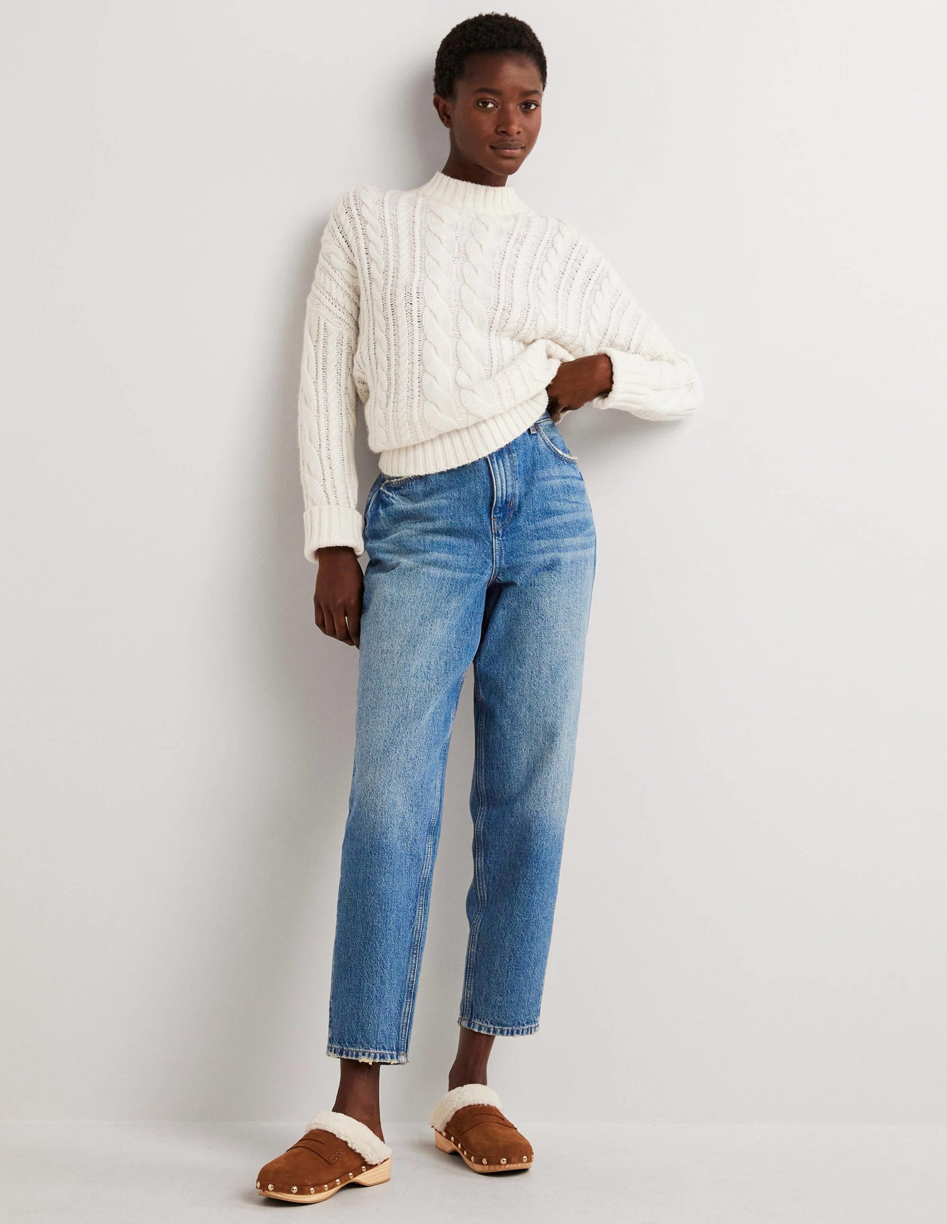 Tapered High Rise Jeans-Mid Vintage, Green Tint-1