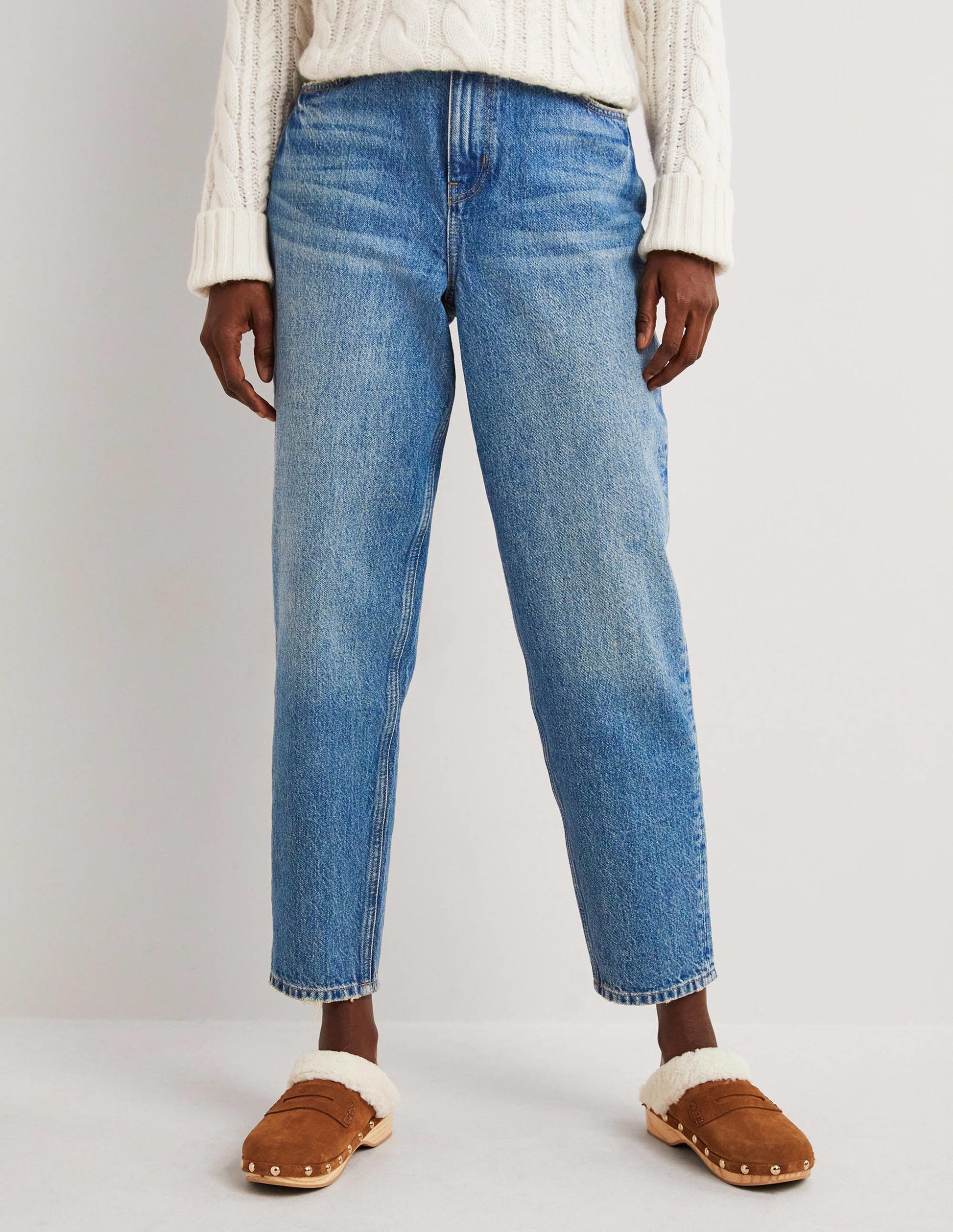Tapered High Rise Jeans-Mid Vintage, Green Tint-4
