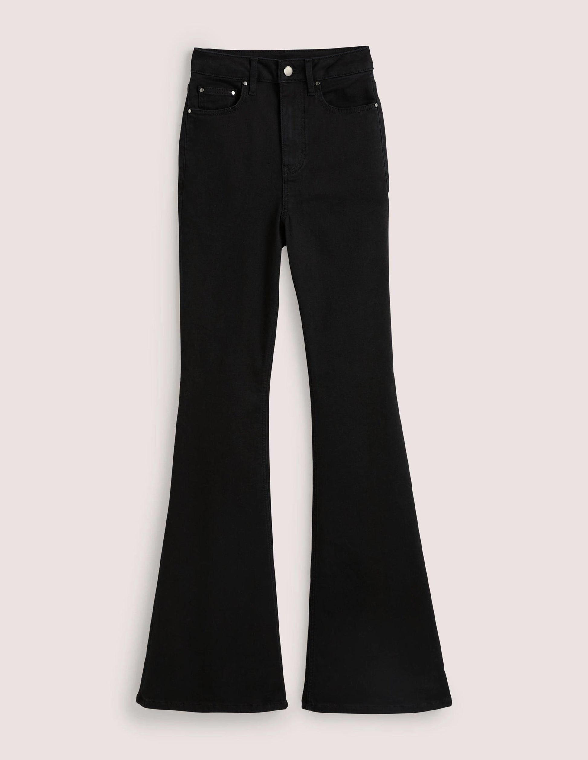 High Rise Fitted Flare Jeans-Black-6