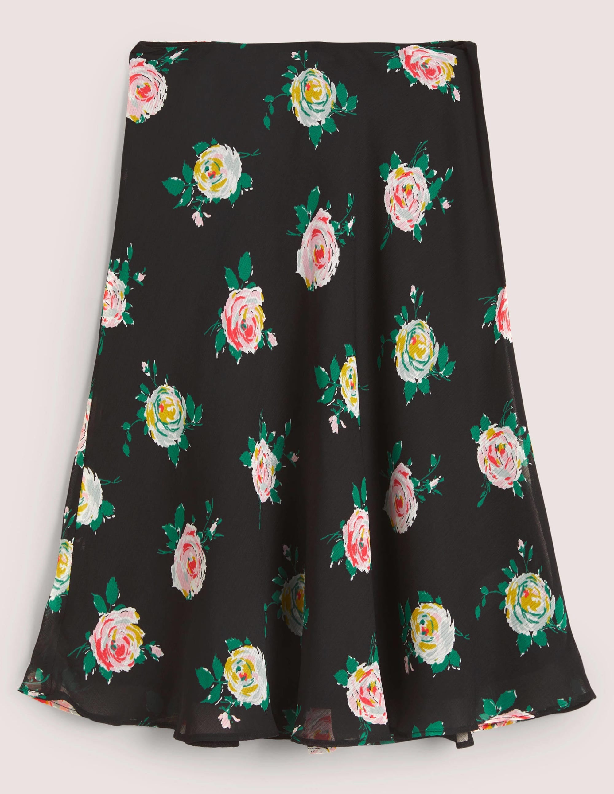 Crinkle Bias-cut Skirt-Black, Painterly Rose - Image 6