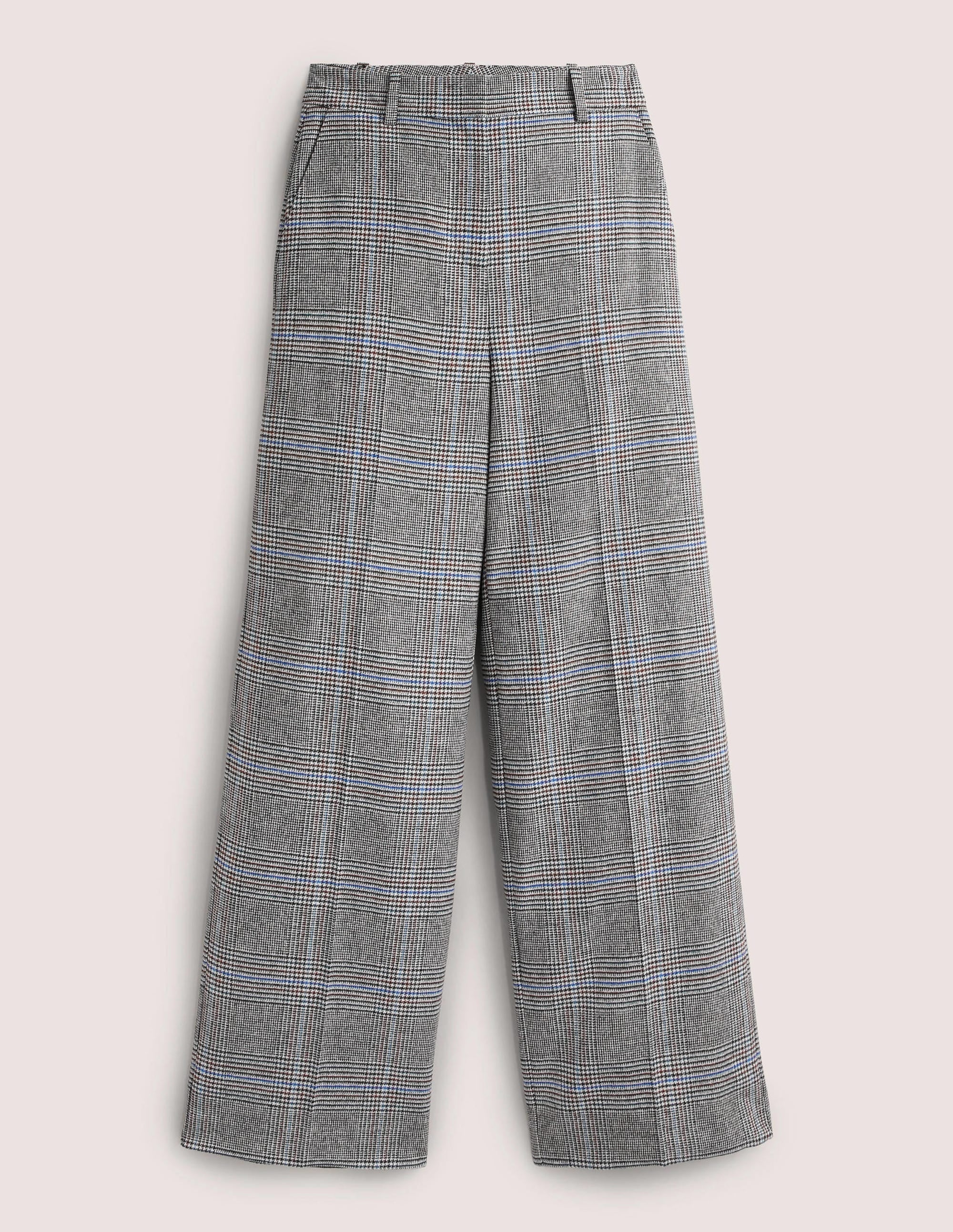 Wool Wide Leg Trousers-Charcoal Check - Image 5