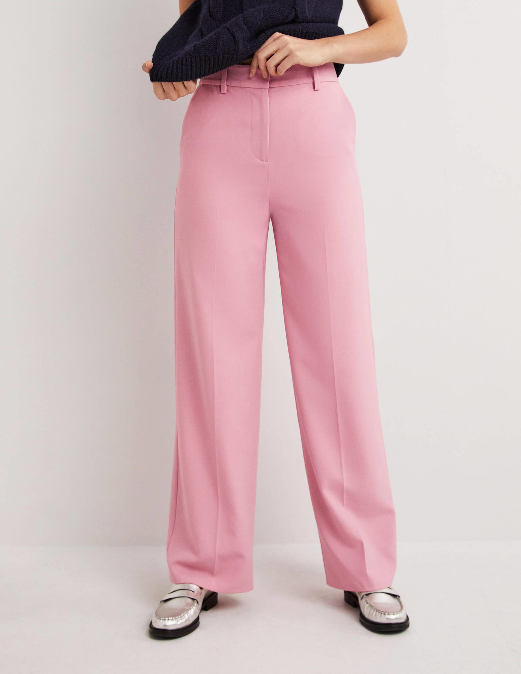 Wool Wide Leg Trousers-Cherry Blossom - Image 4