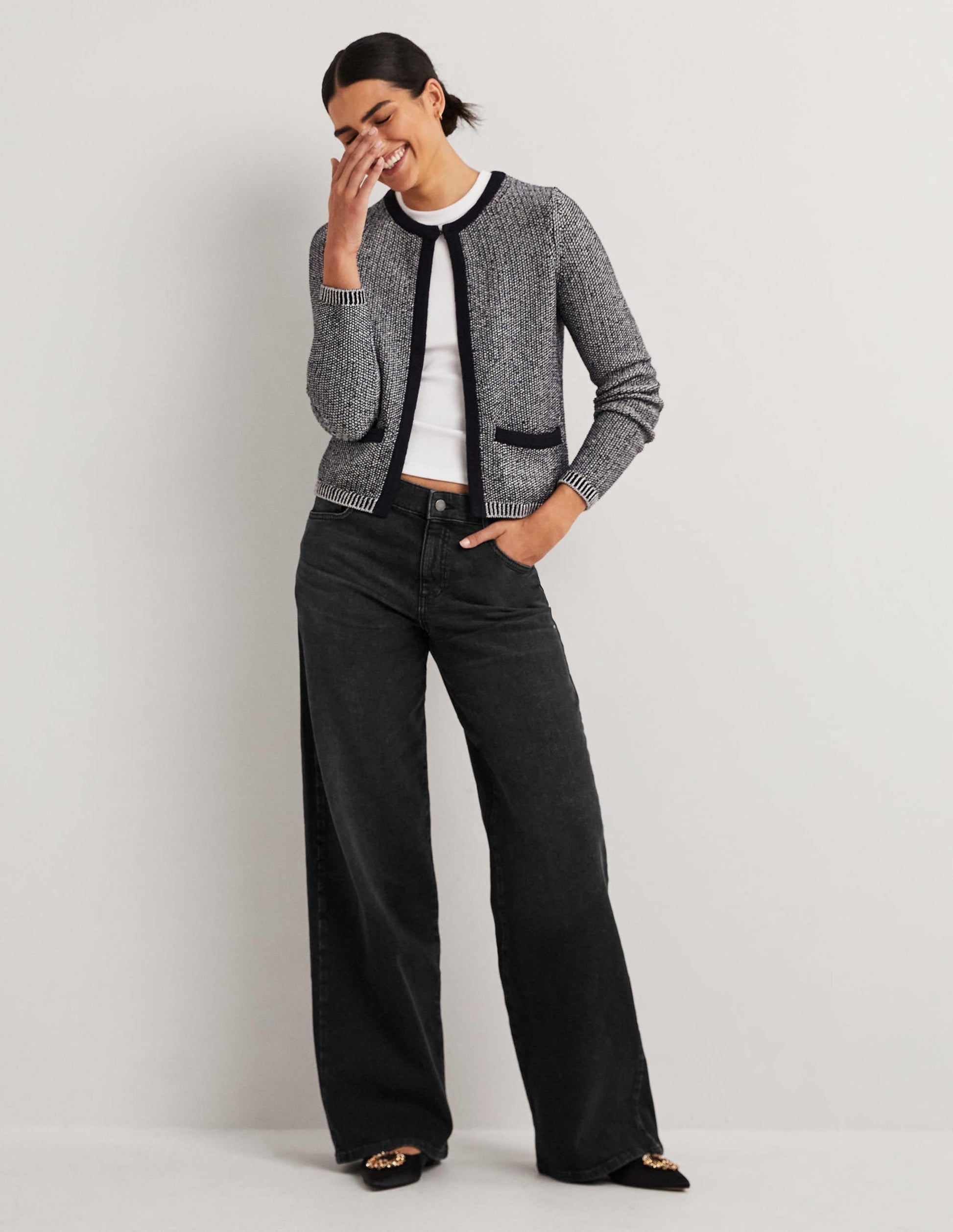Low Rise Wide Leg Jeans-Black-1