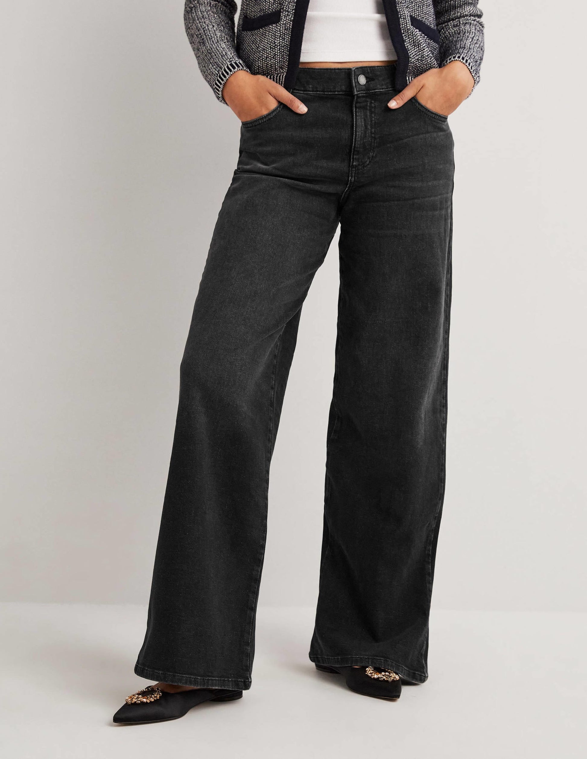 Low Rise Wide Leg Jeans-Black-4