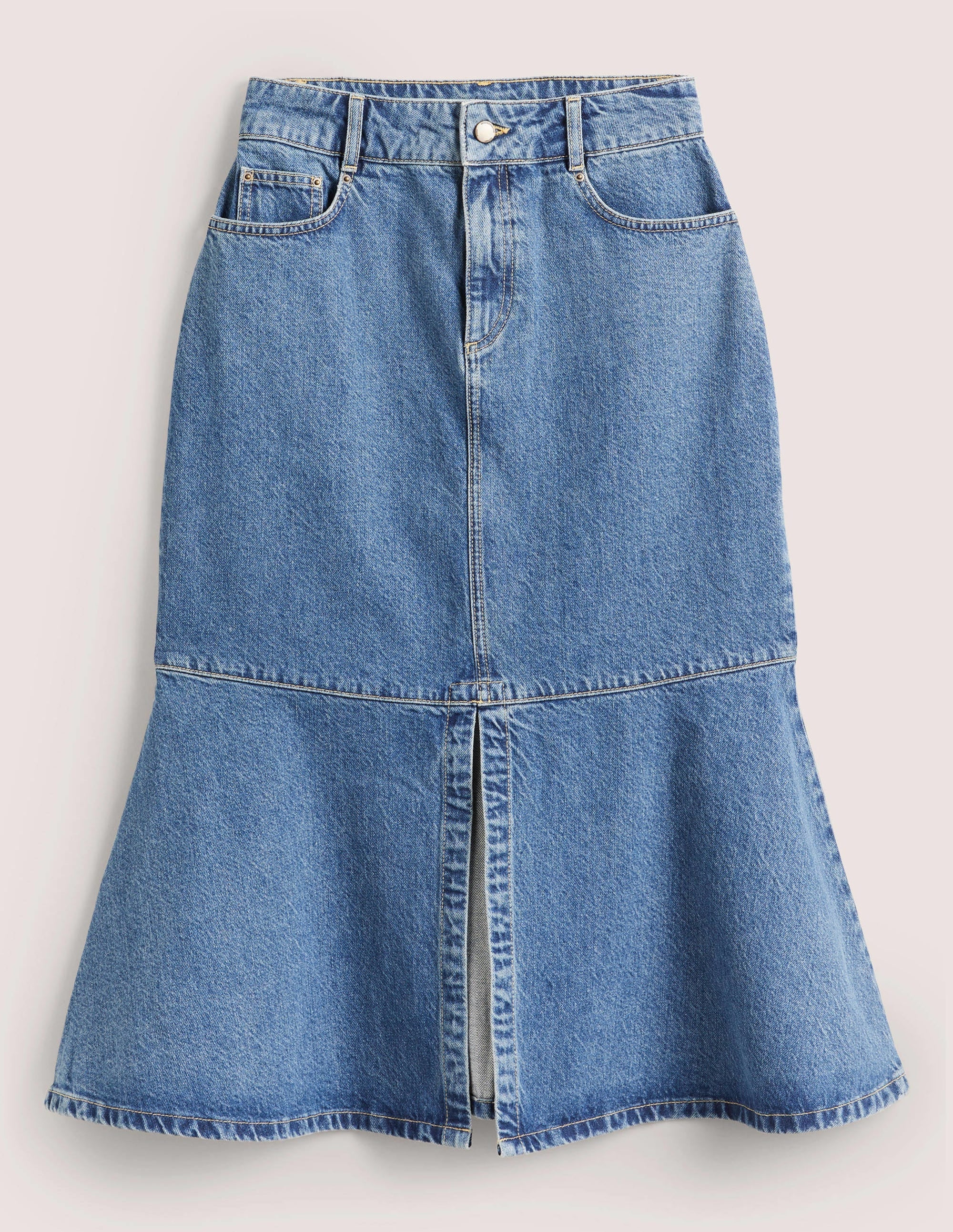 Flared Denim Midi Skirt-Light Vintage - Image 5