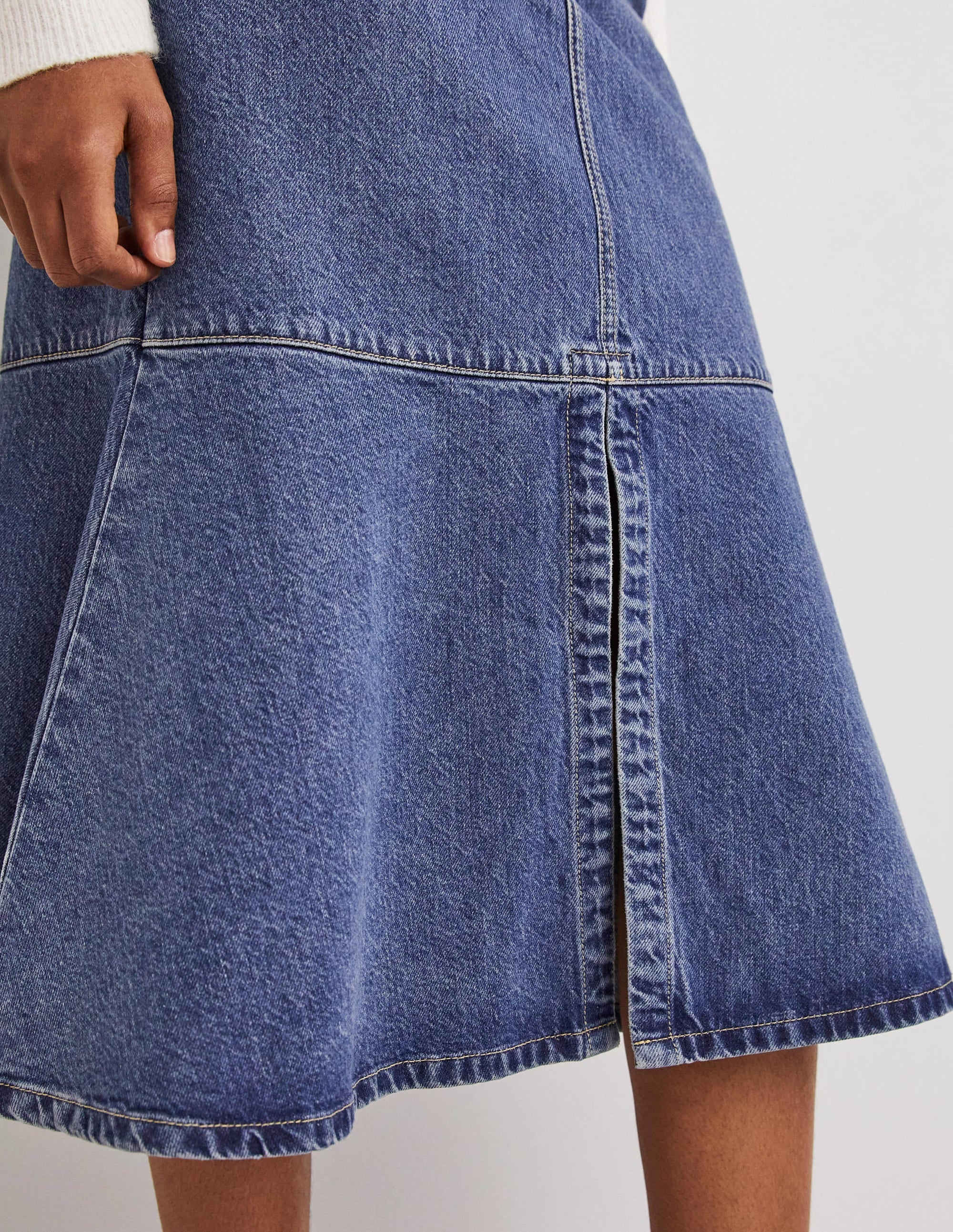 Flared Denim Midi Skirt-Light Vintage - Image 2