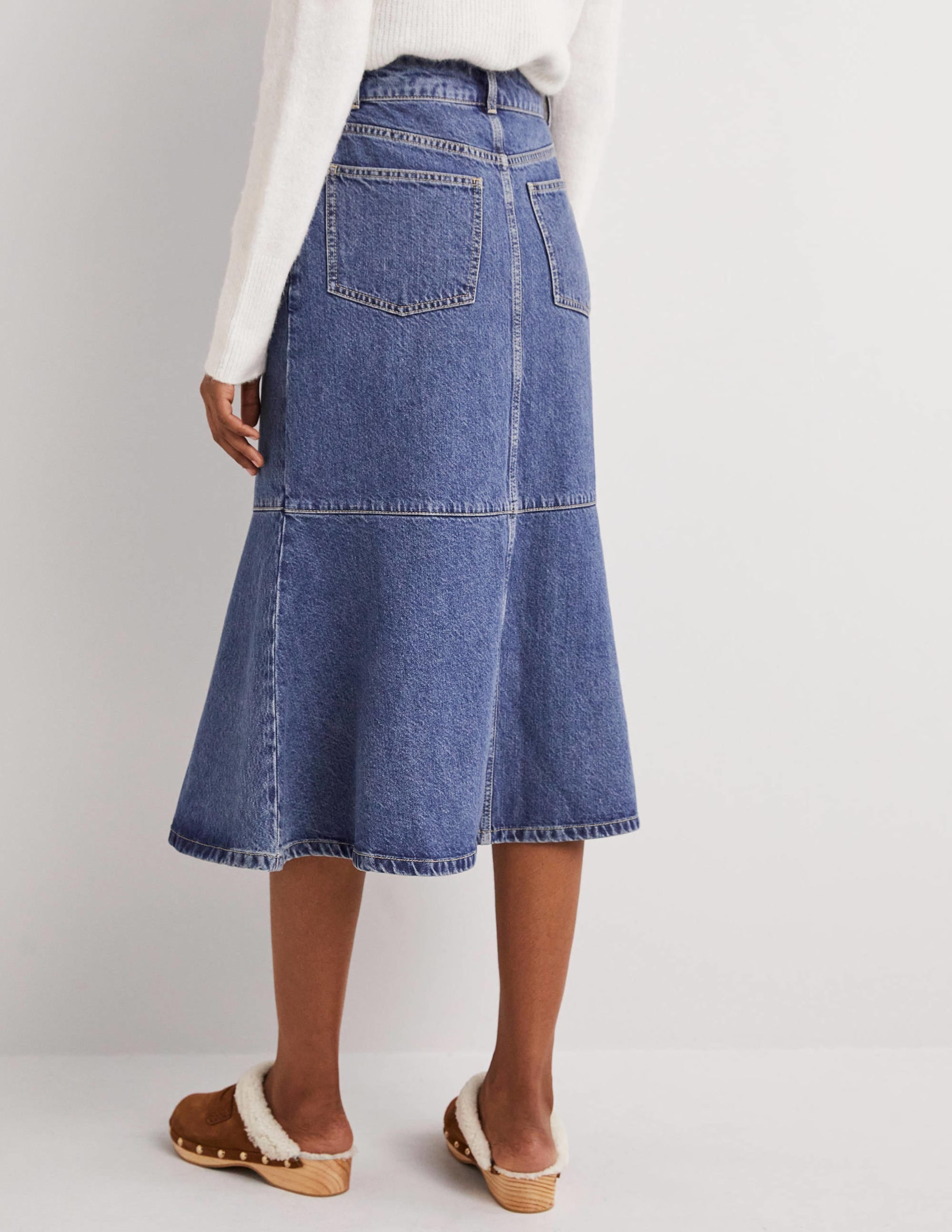 Flared Denim Midi Skirt-Light Vintage - Image 3