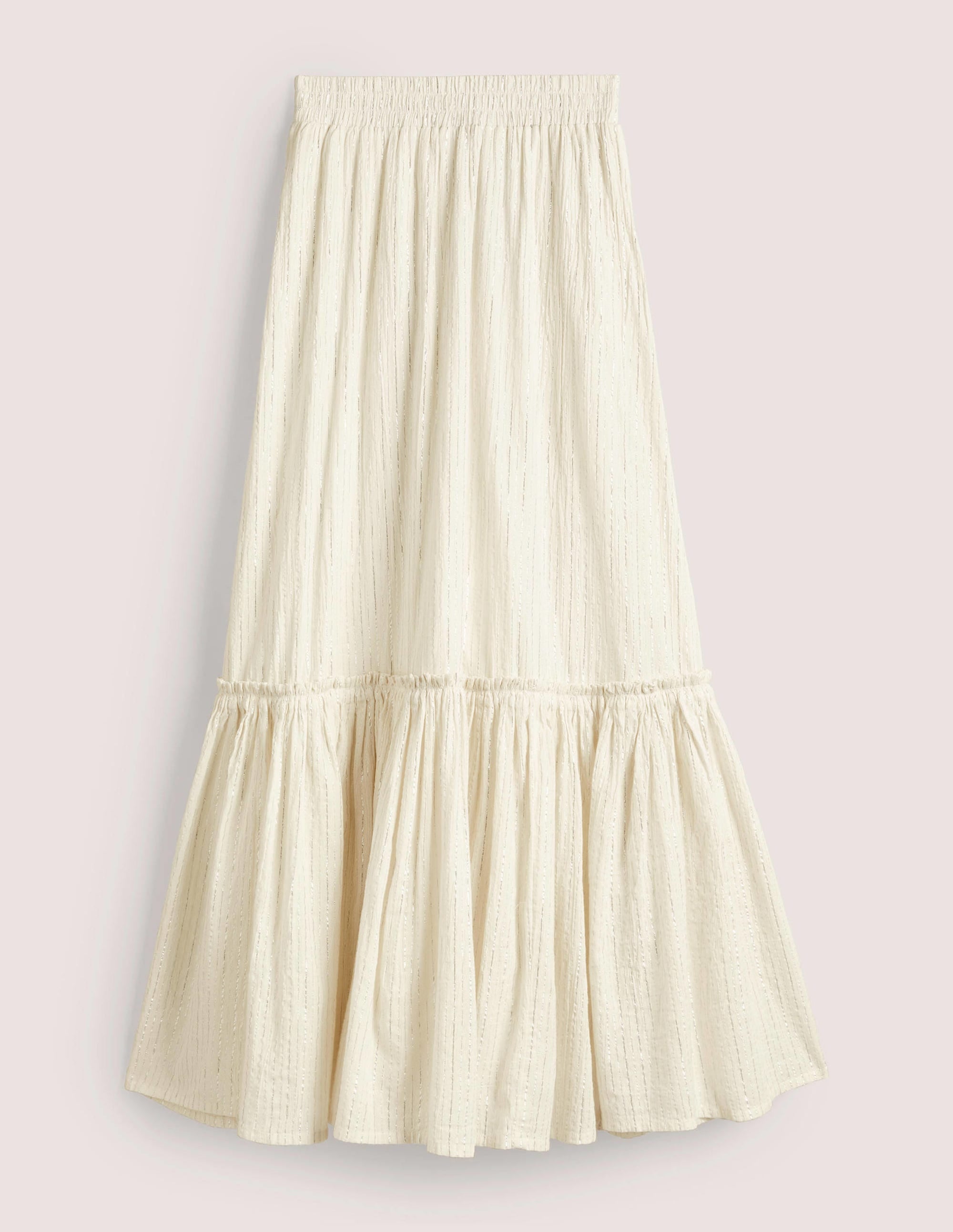 Cotton Metallic Maxi Skirt-Ivory Crinkle Lurex - Image 5