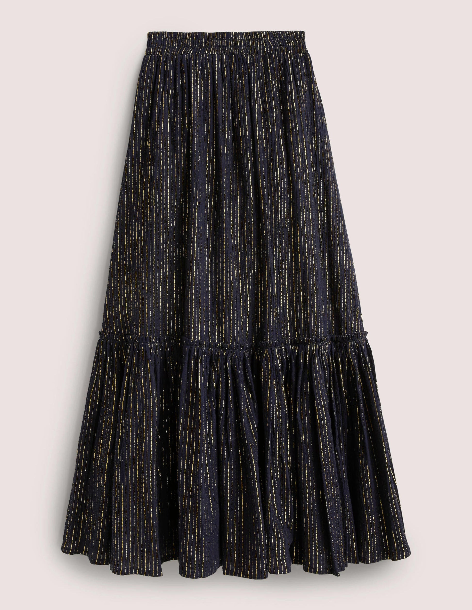 Cotton Metallic Maxi Skirt-Navy Crinkle Lurex-5