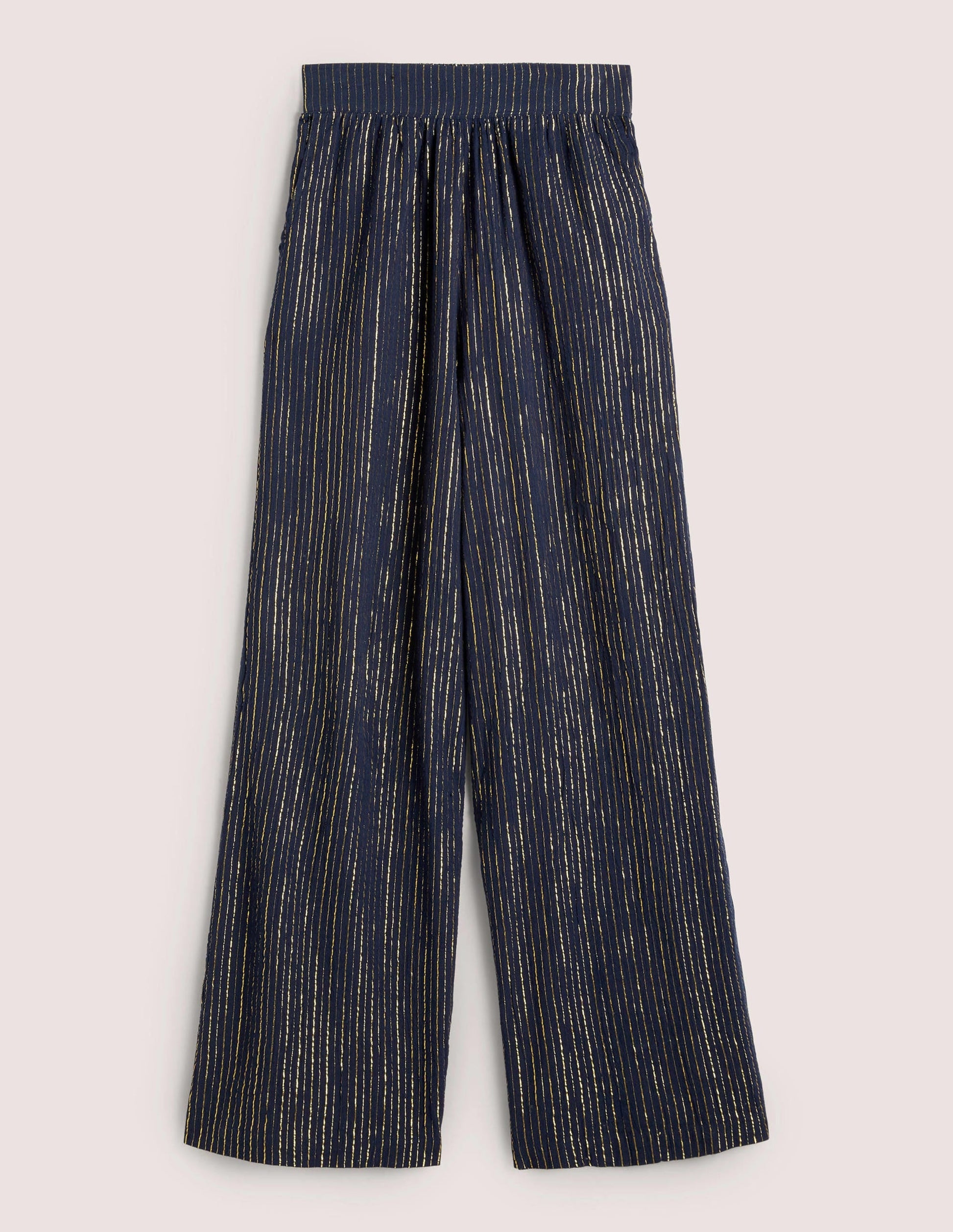Cotton Metallic Trousers-Navy Crinkle Lurex-5