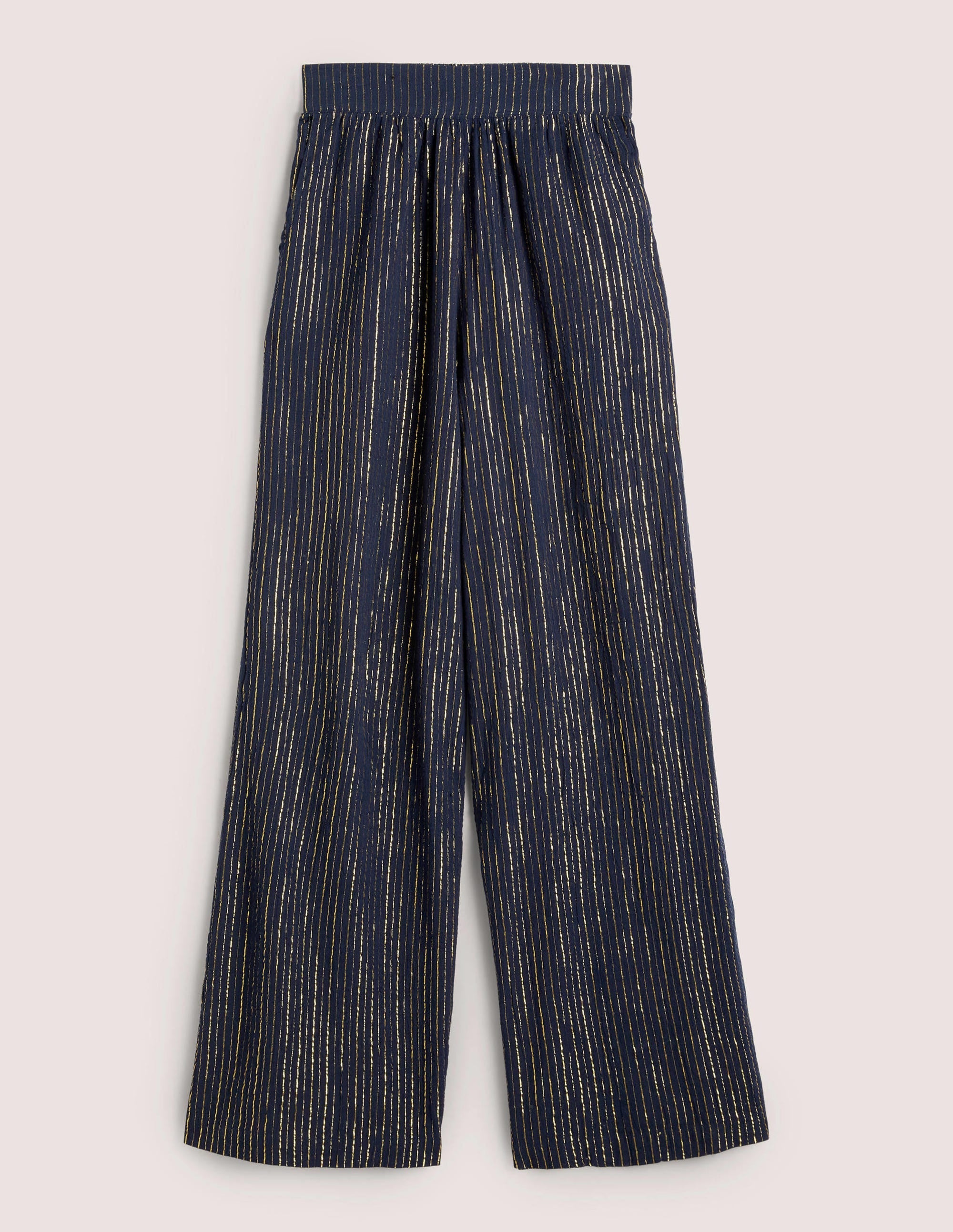 Cotton Metallic Trousers-Navy Crinkle Lurex - Image 5