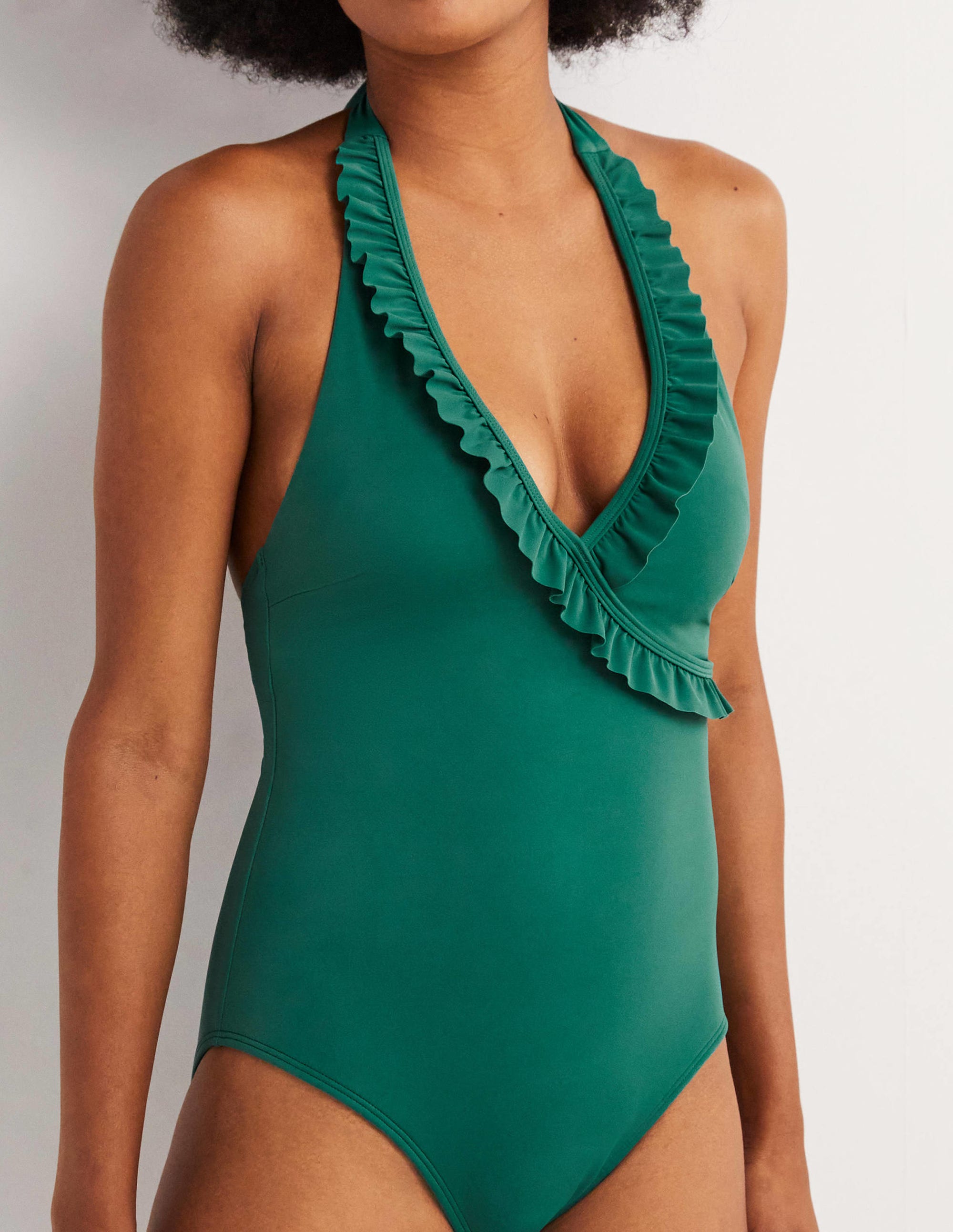 Ruffle Halterneck Swimsuit-Malachite - Image 4