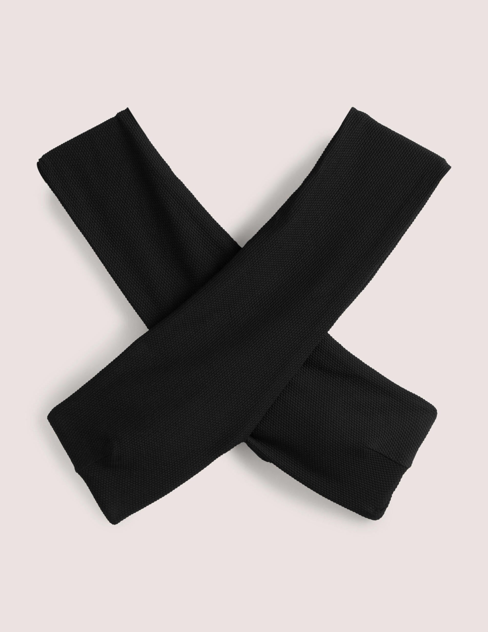 Cross Front Bardot Bikini Top-Textured Black - Image 6