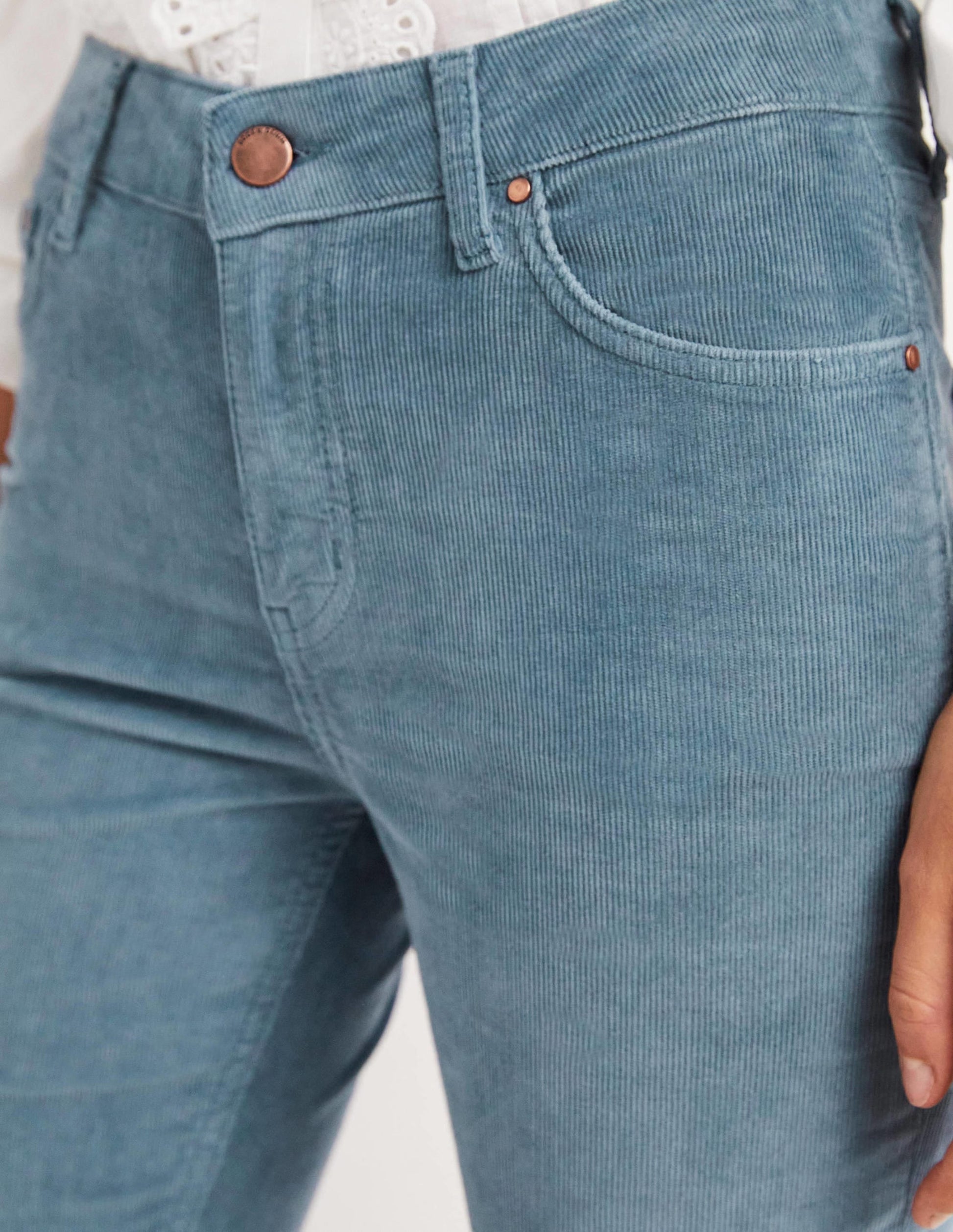 Corduroy Slim Straight Jeans-Corporal Blue-2