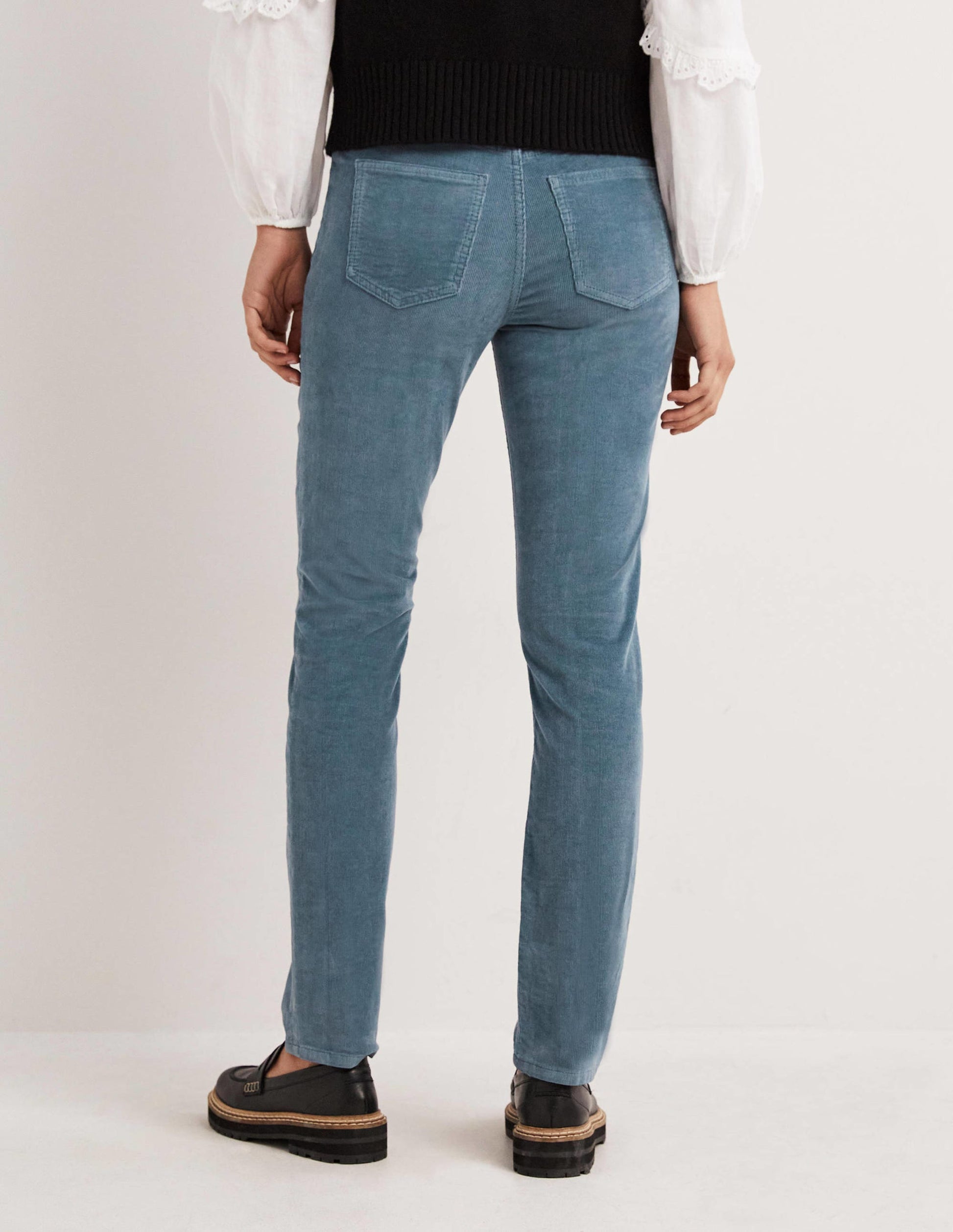 Corduroy Slim Straight Jeans-Corporal Blue-3