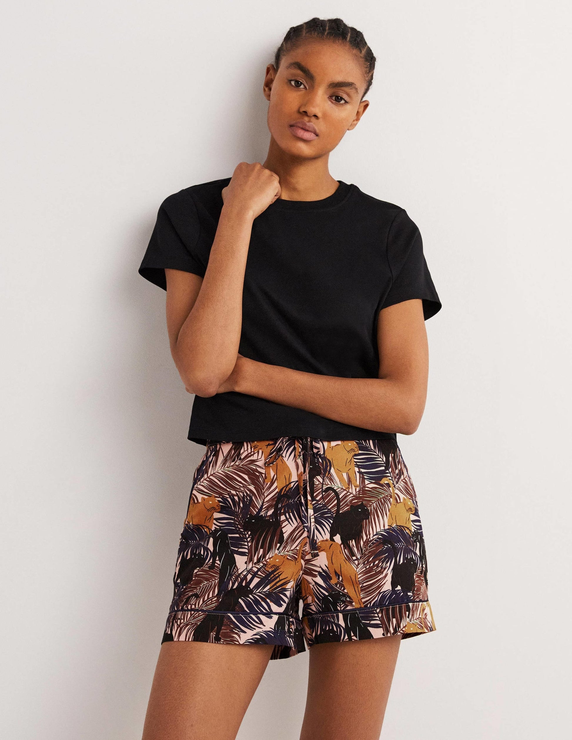 Easy Cotton Sleep Short-Milkshake, Tropic Panther-1